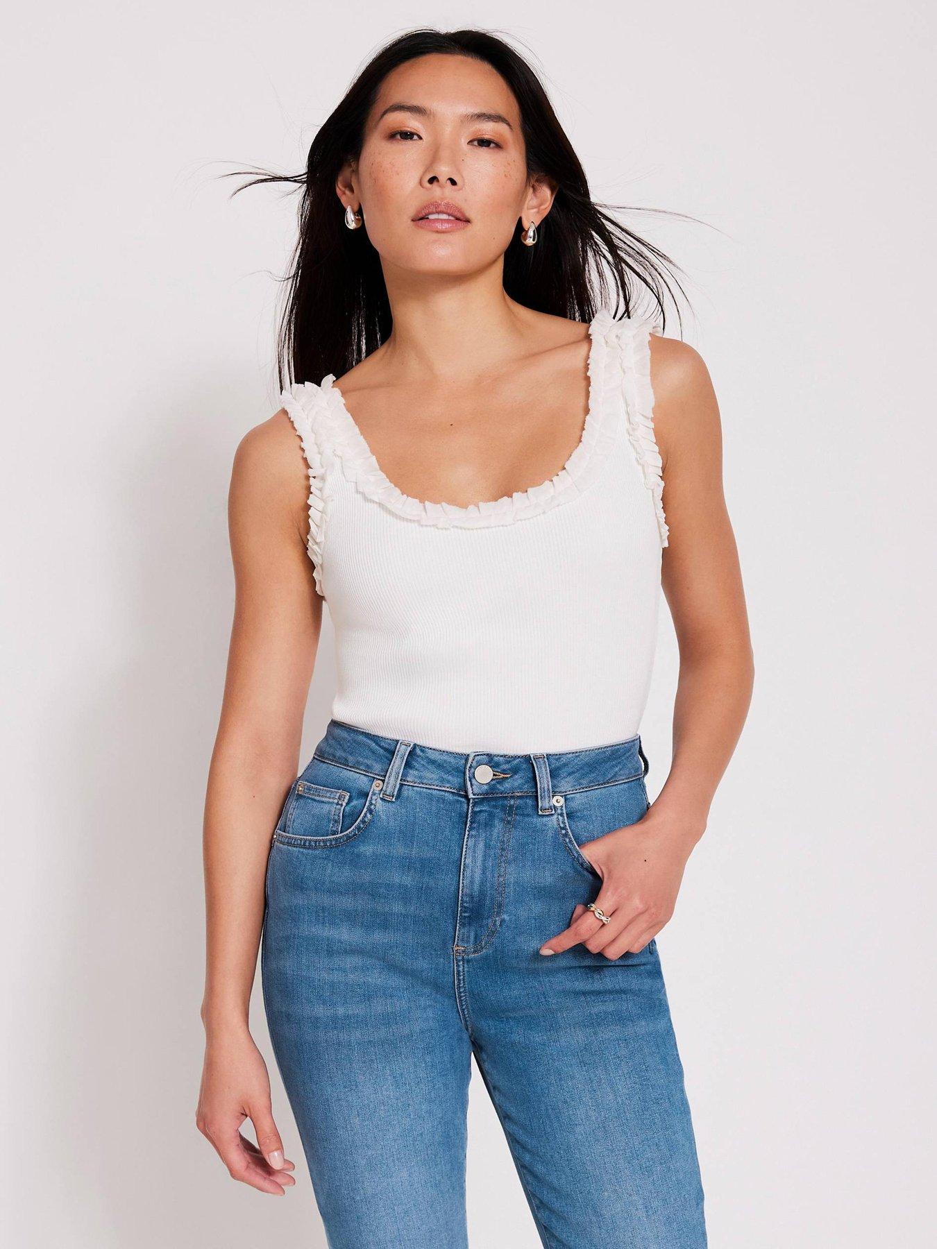 mint-velvet-ivory-ruffle-trim-vest-whiteoutfit