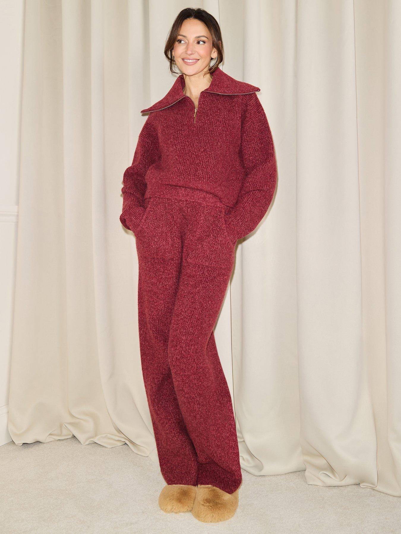 michelle-keegan-premium-chunky-twist-yarn-half-zip-co-ord-red