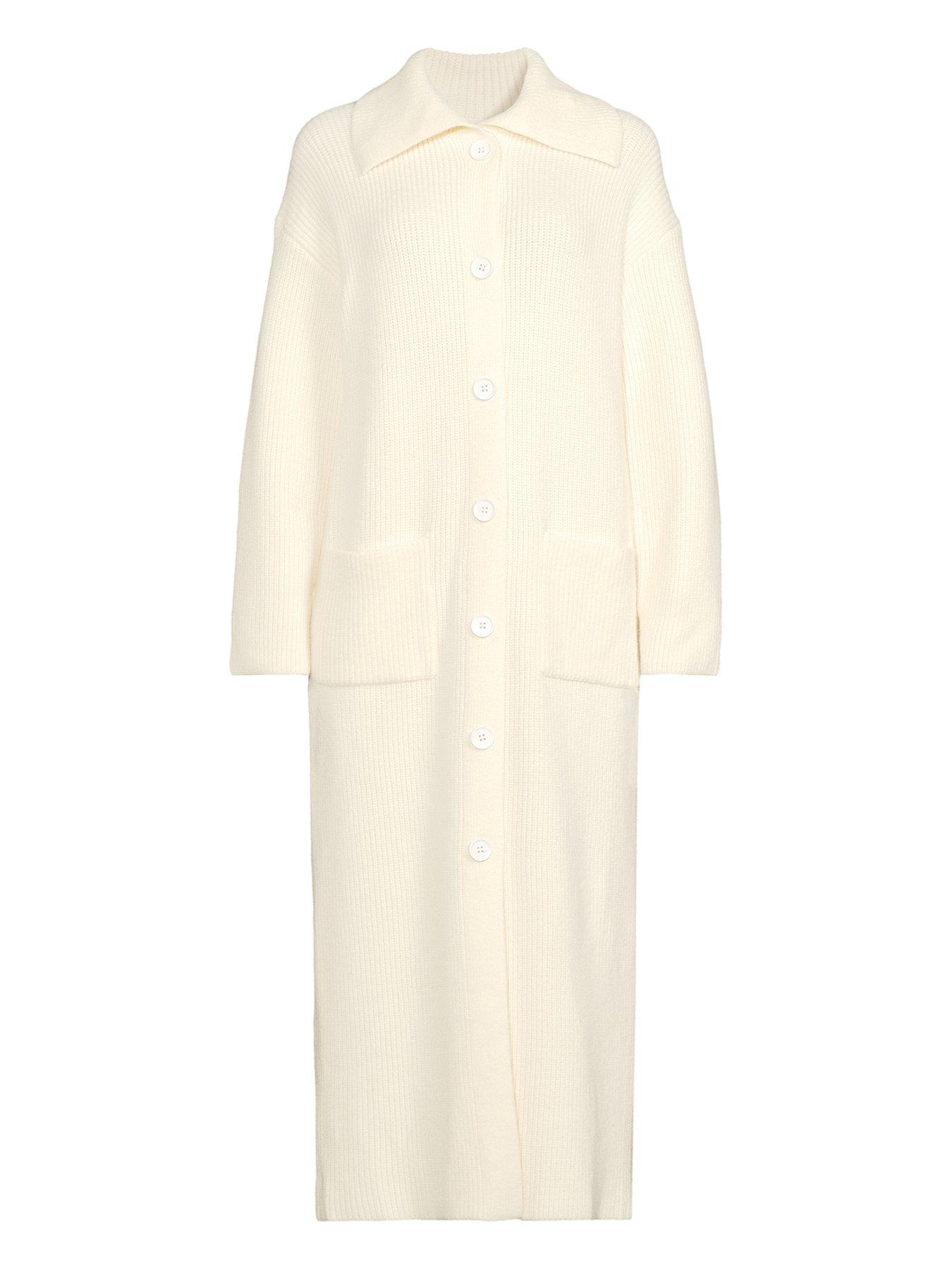 Image 4 of 4 of Michelle Keegan Premium Longline Knitted Cardigan - Cream