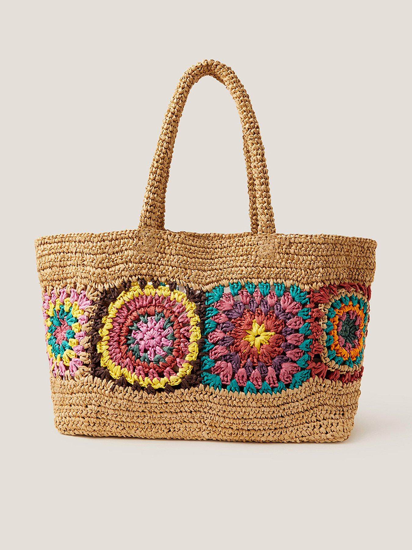 Monsoon Pippa Crochet Beach Bag - Natural