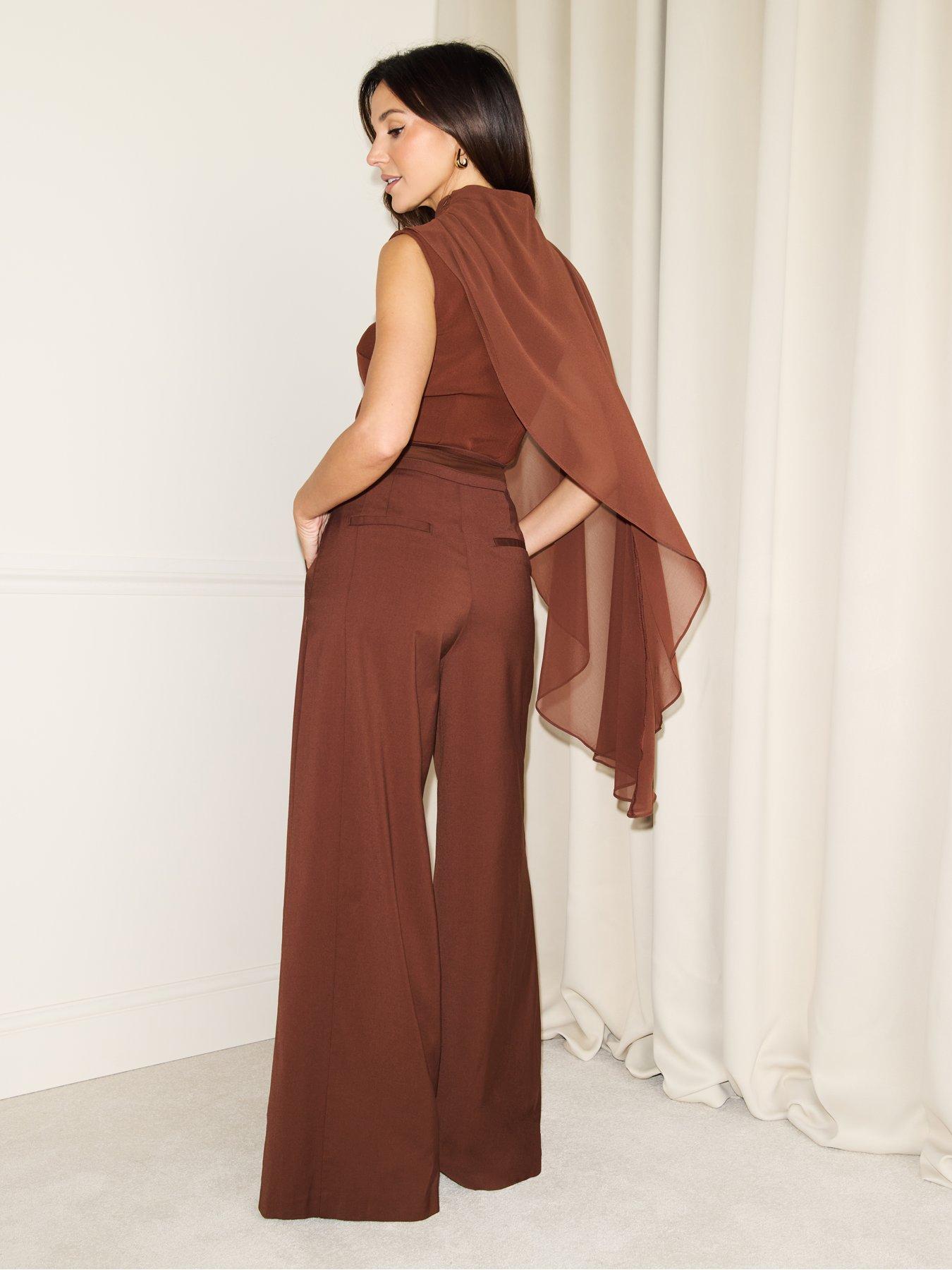 michelle-keegan-one-shoulder-cape-top-brownstillFront