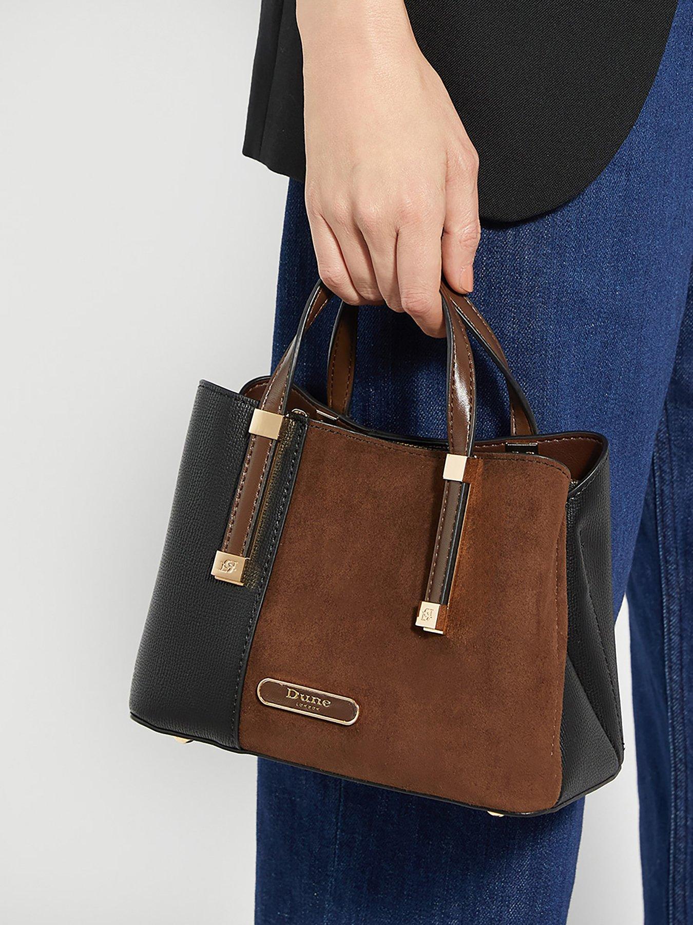 Image 1 of 5 of Dune London Dinkydorry Textured Tote Bag - Dark Brown