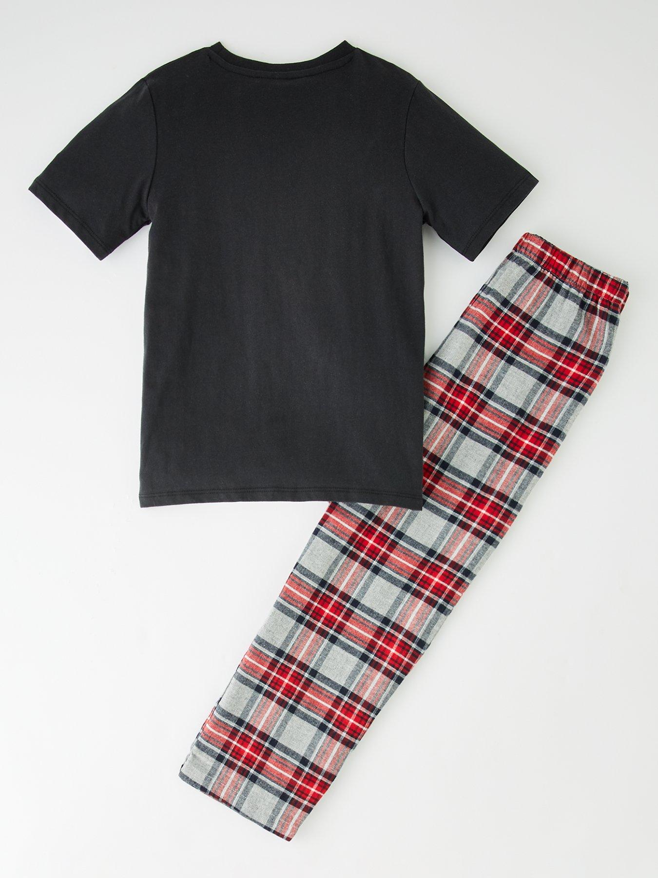 Image 2 of 4 of The Very Collection Boys Check Woven Bottoms And Short Sleeve T-Shirt Set - Red