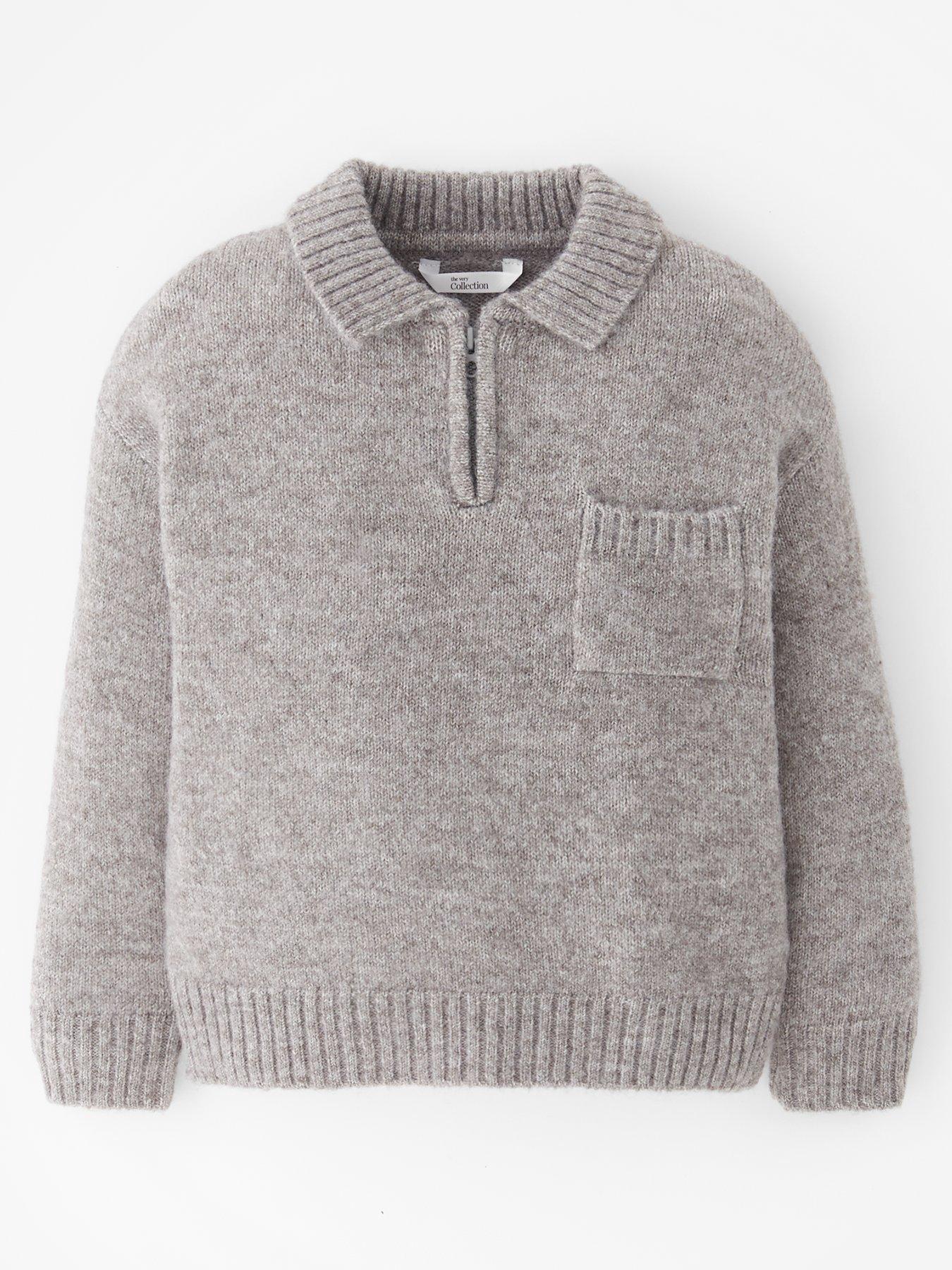 The Very Collection Boys Half Zip Knitted Jumper - Grey