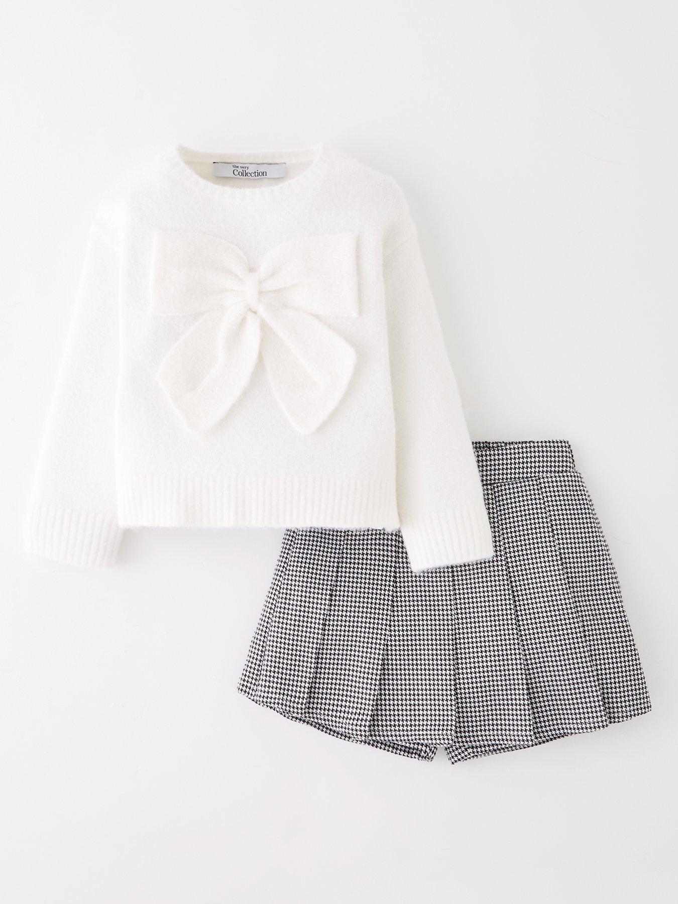 the-very-collection-girls-check-skort-with-knitted-jumper-cream