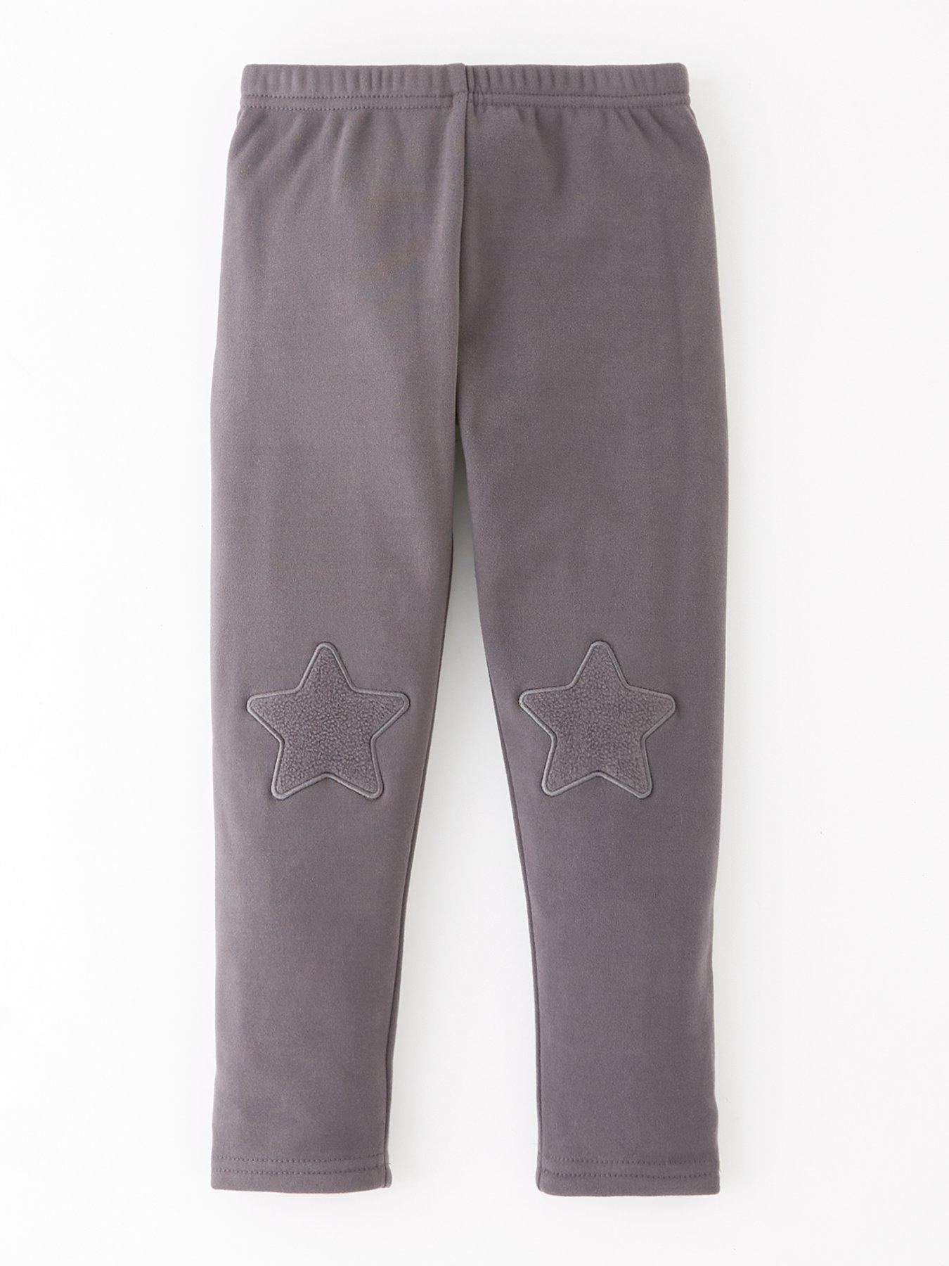 V by Very Girls Fleece Lined Leggings - Charcoal