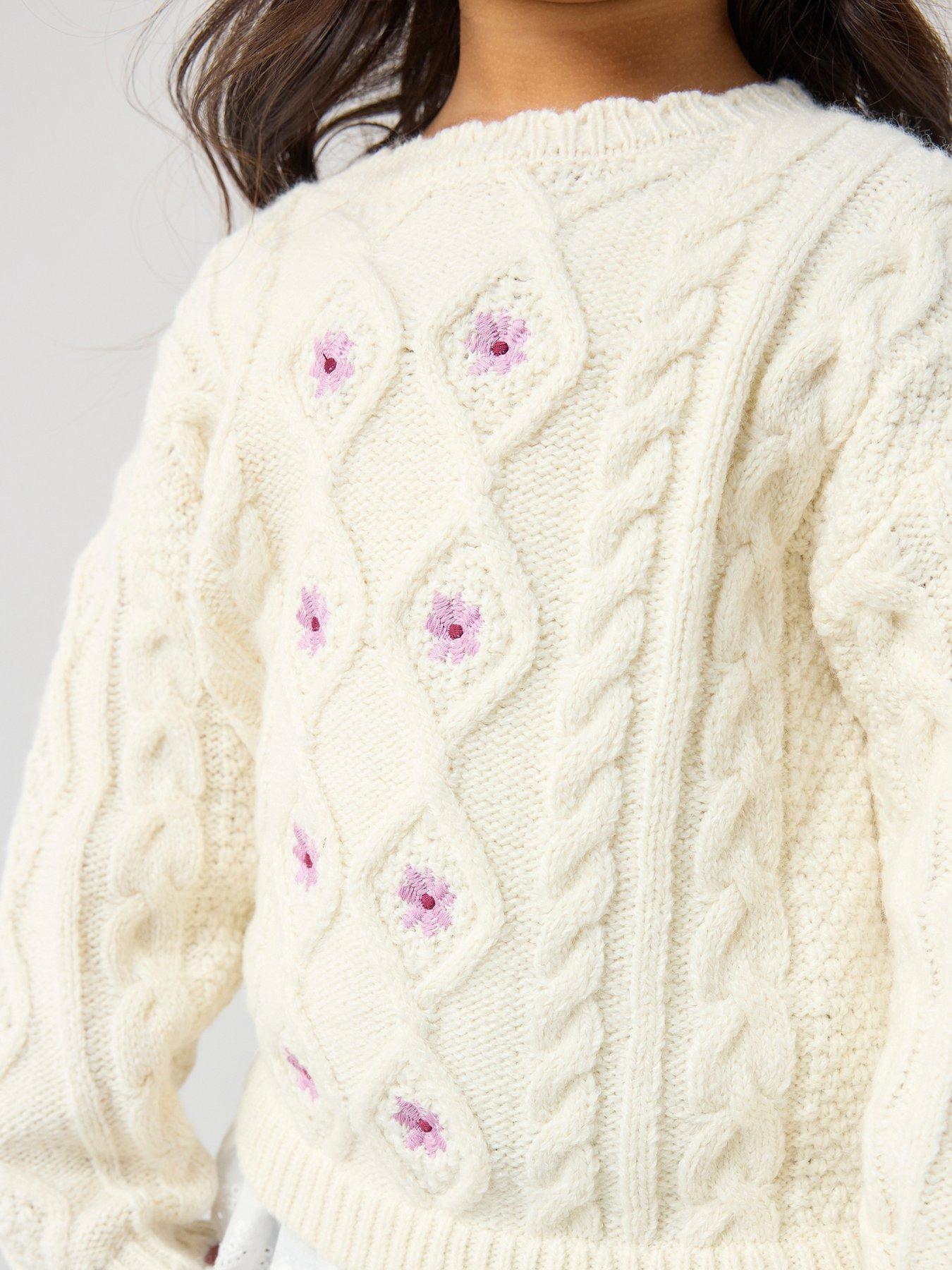 the-very-collection-girls-embroidered-floral-cable-knit-jumper-with-lace-hem-trim-creamoutfit