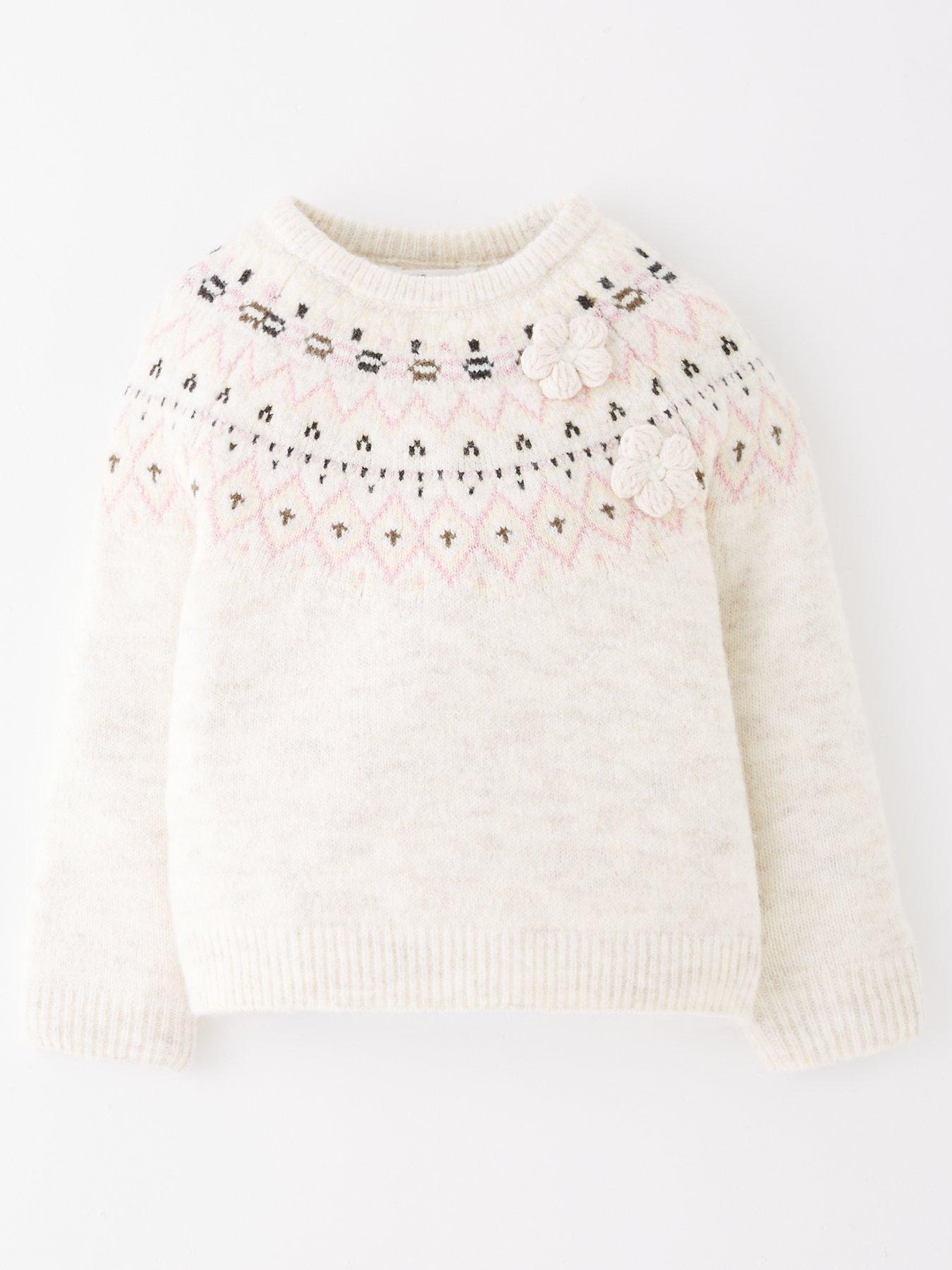 The Very Collection Girls 3D Fairisle Knitted Jumper - Cream