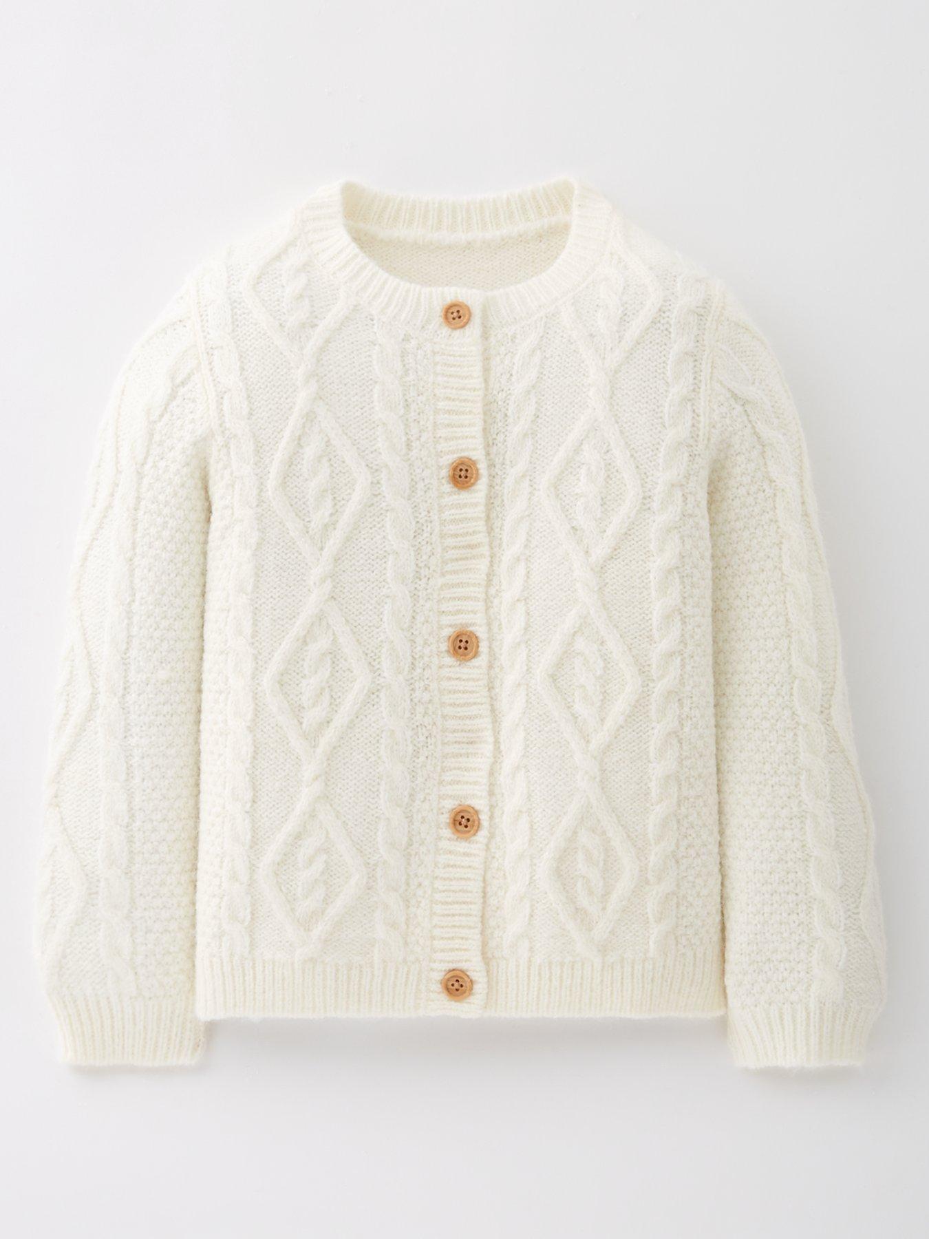Mini V by Very Girls Chunky Cable Knit Cardigan - Cream