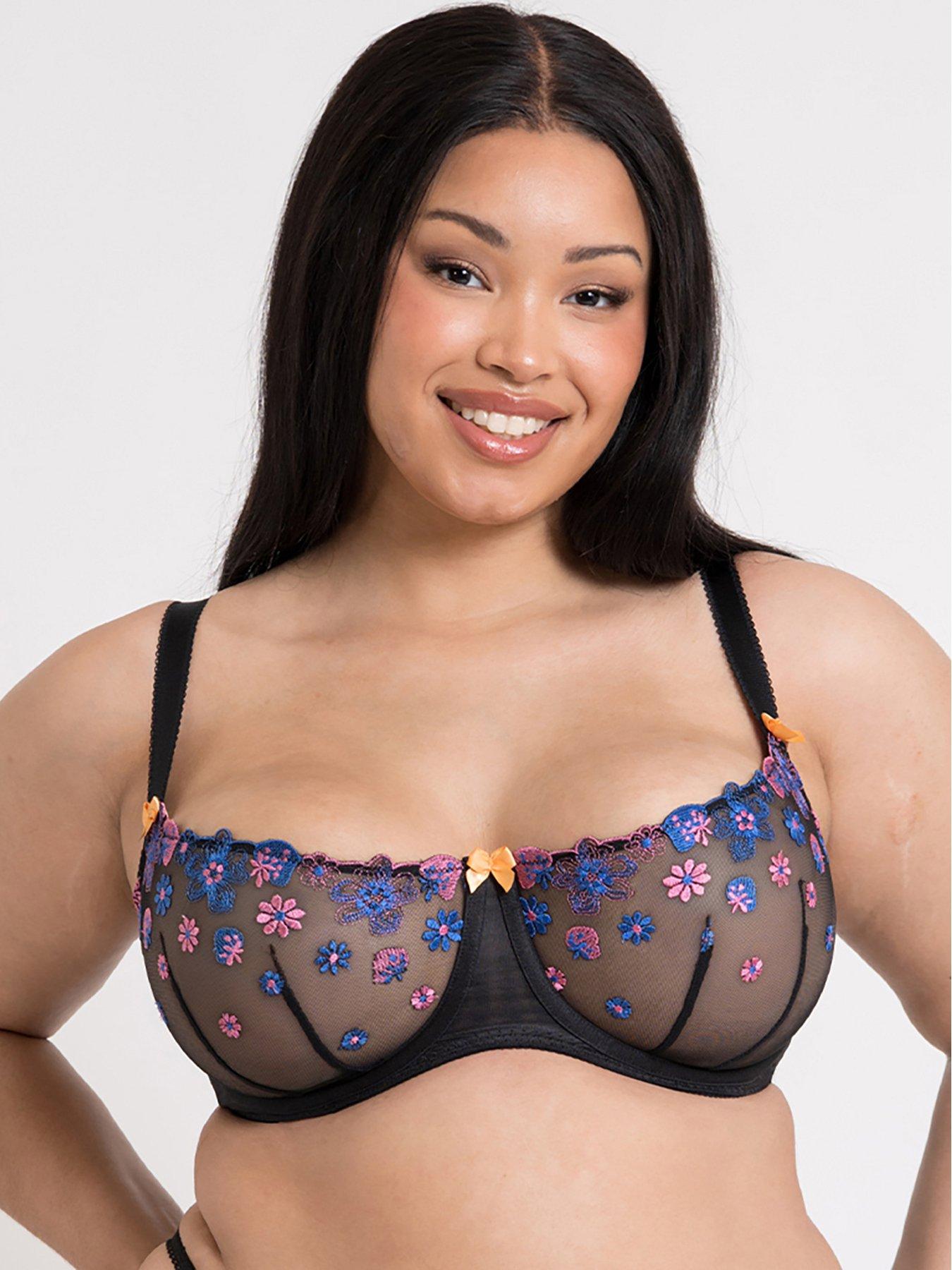 Image 1 of 5 of Curvy Kate Curvy Kate Strawberry Crush Balcony Bra - Black Multi