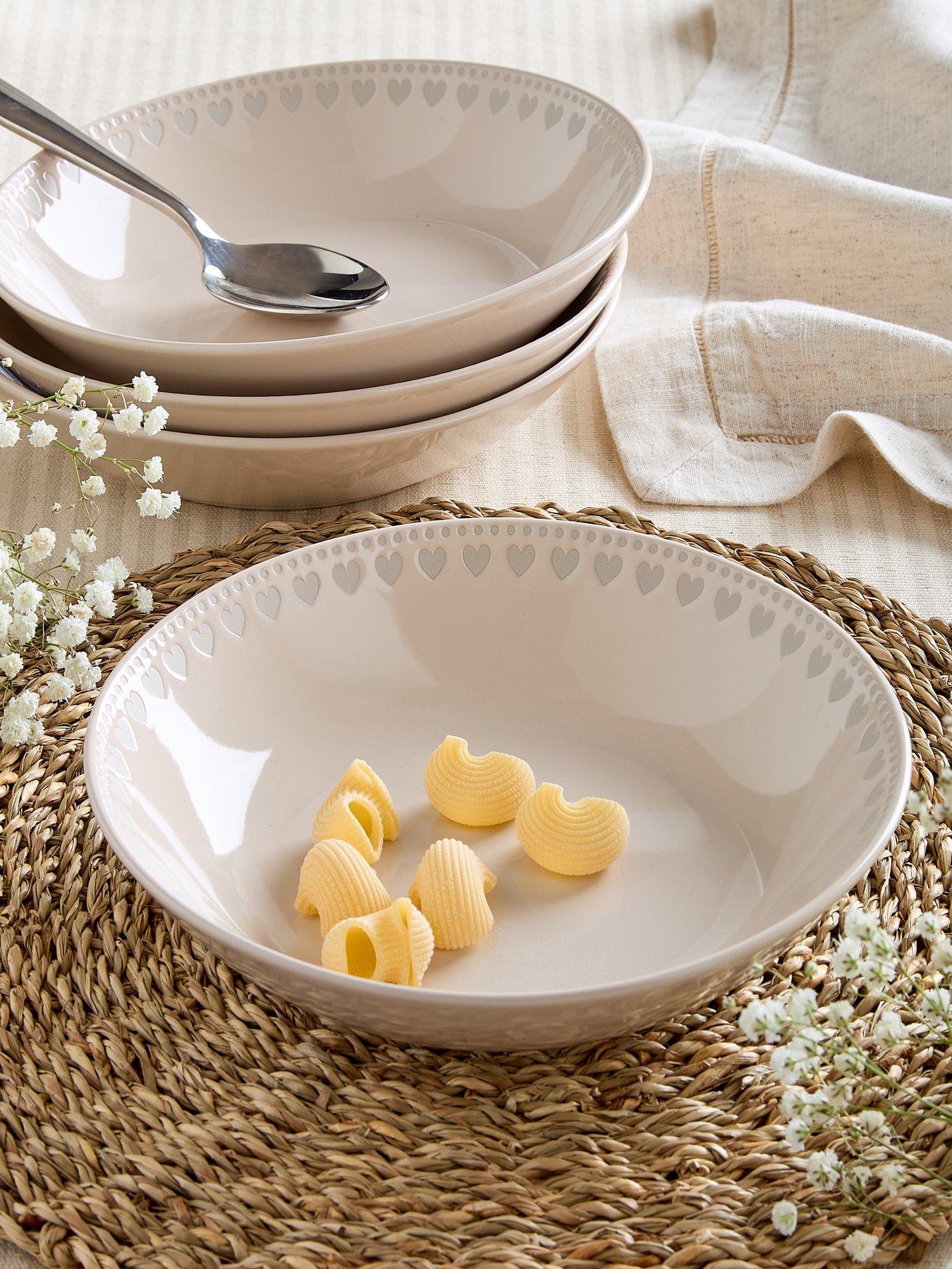 Image 1 of 6 of The Very Collection Heart Pad Print Set Of 4 Saintes Pasta Bowls
