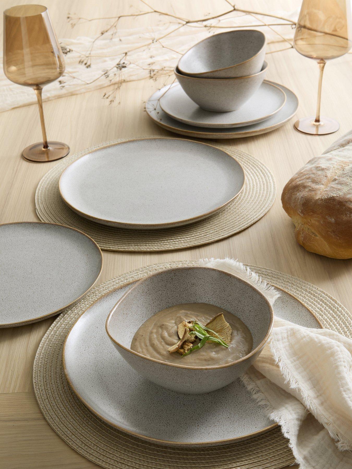 Michelle Keegan Home Taupe Speckle Reactive 12 Piece Dinner Set