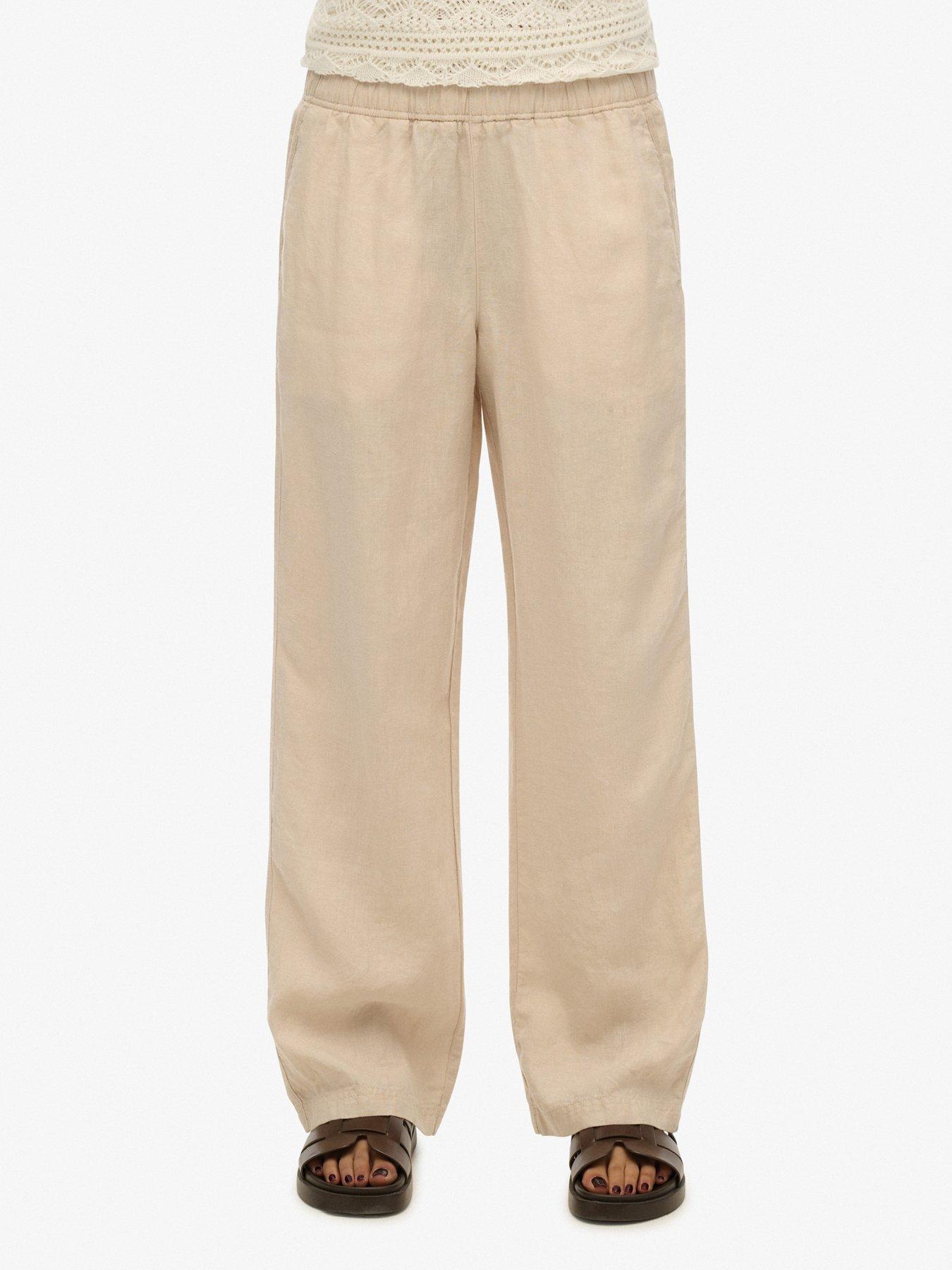 Superdry Linen Drawstring Pants - Beige