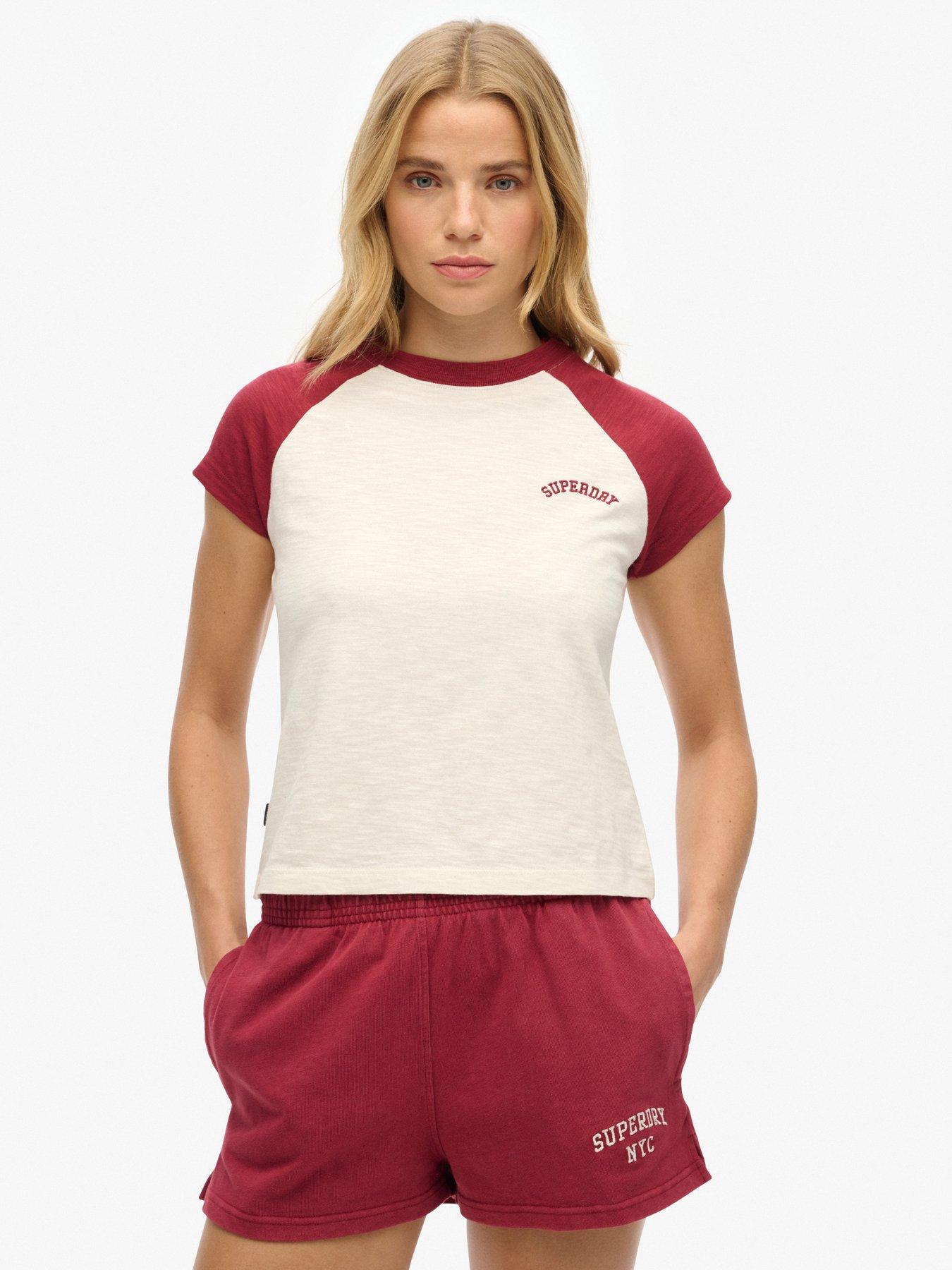Image of Superdry Organic Cotton Essential Logo Raglan T-Shirt - Red