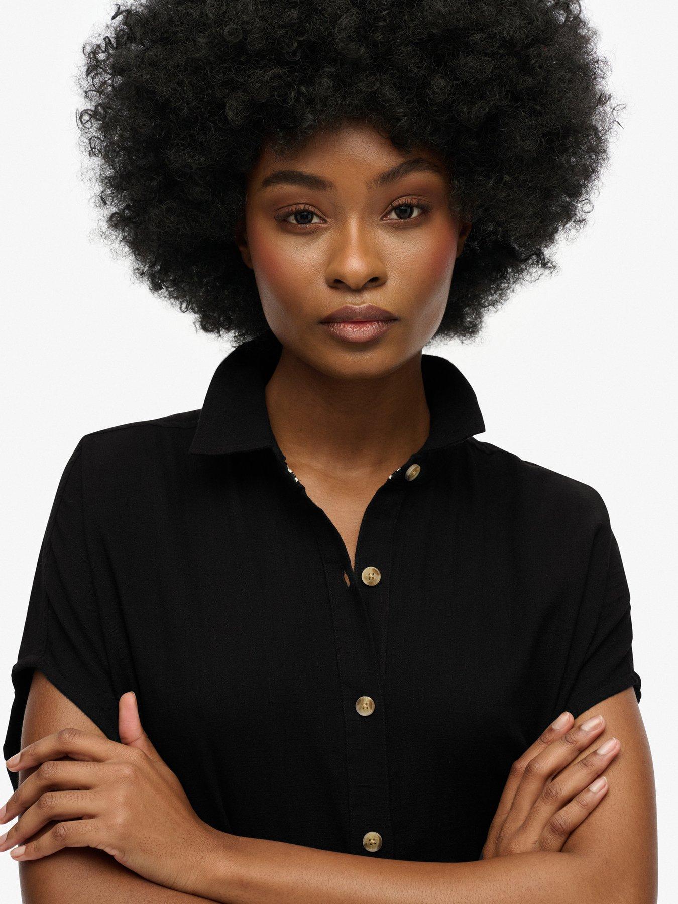 Image 5 of 6 of Superdry Oversized Midi Shirt Dress - Black