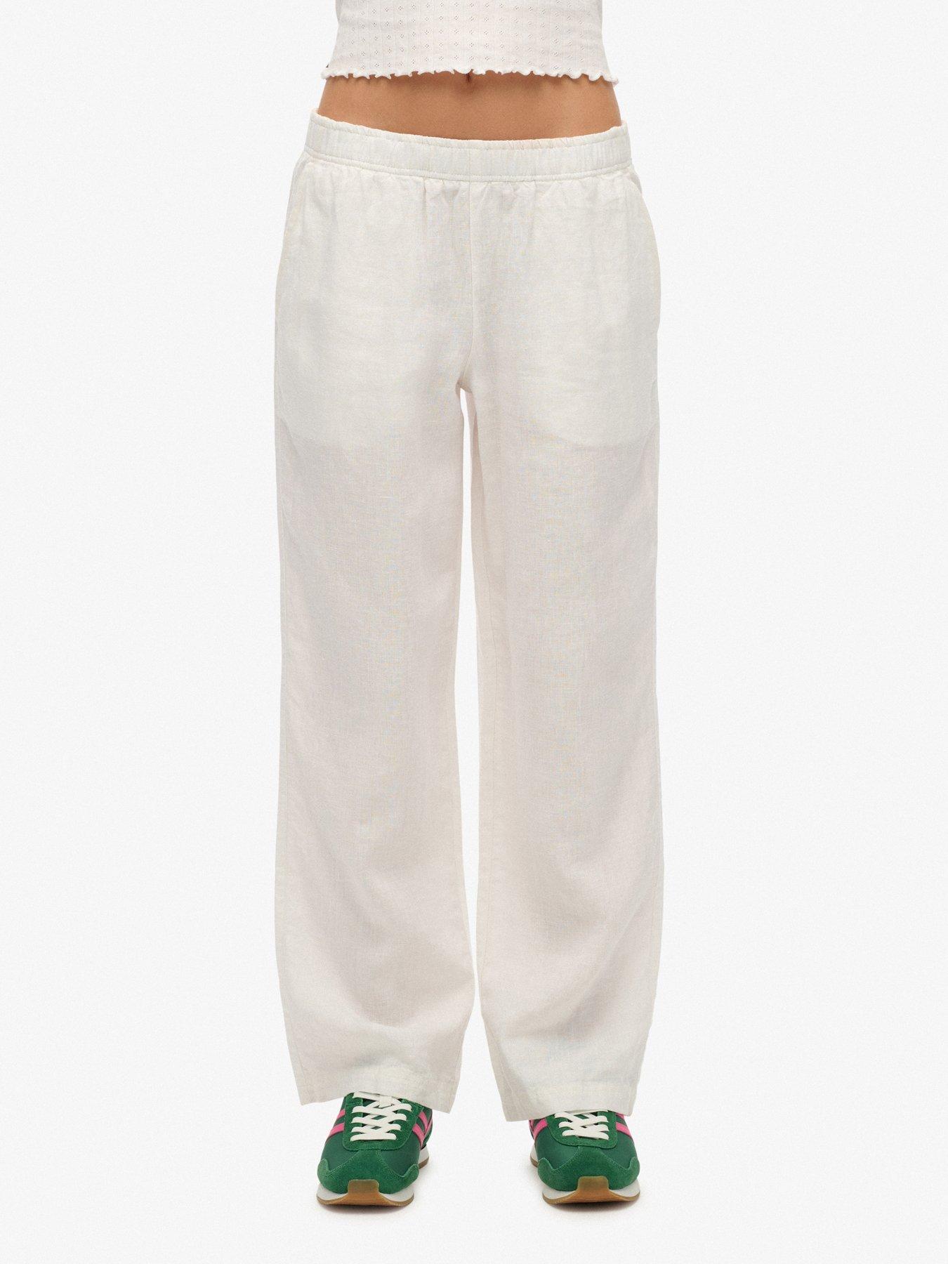 Image of Superdry Linen Drawstring Pants - White