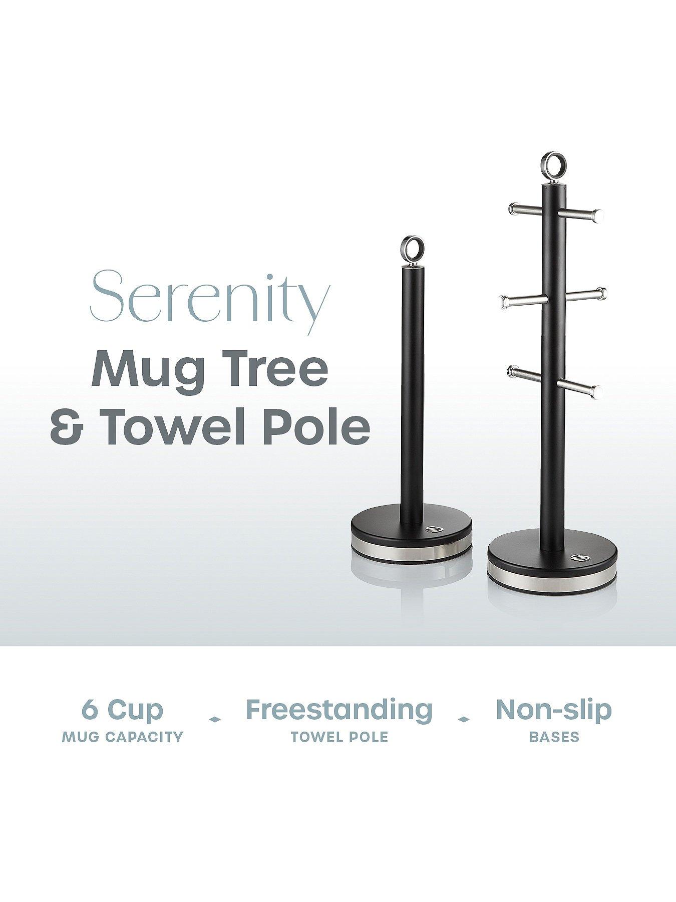 Image 2 of 6 of Swan Serenity Towel Pole and Mug Tree Set, Black