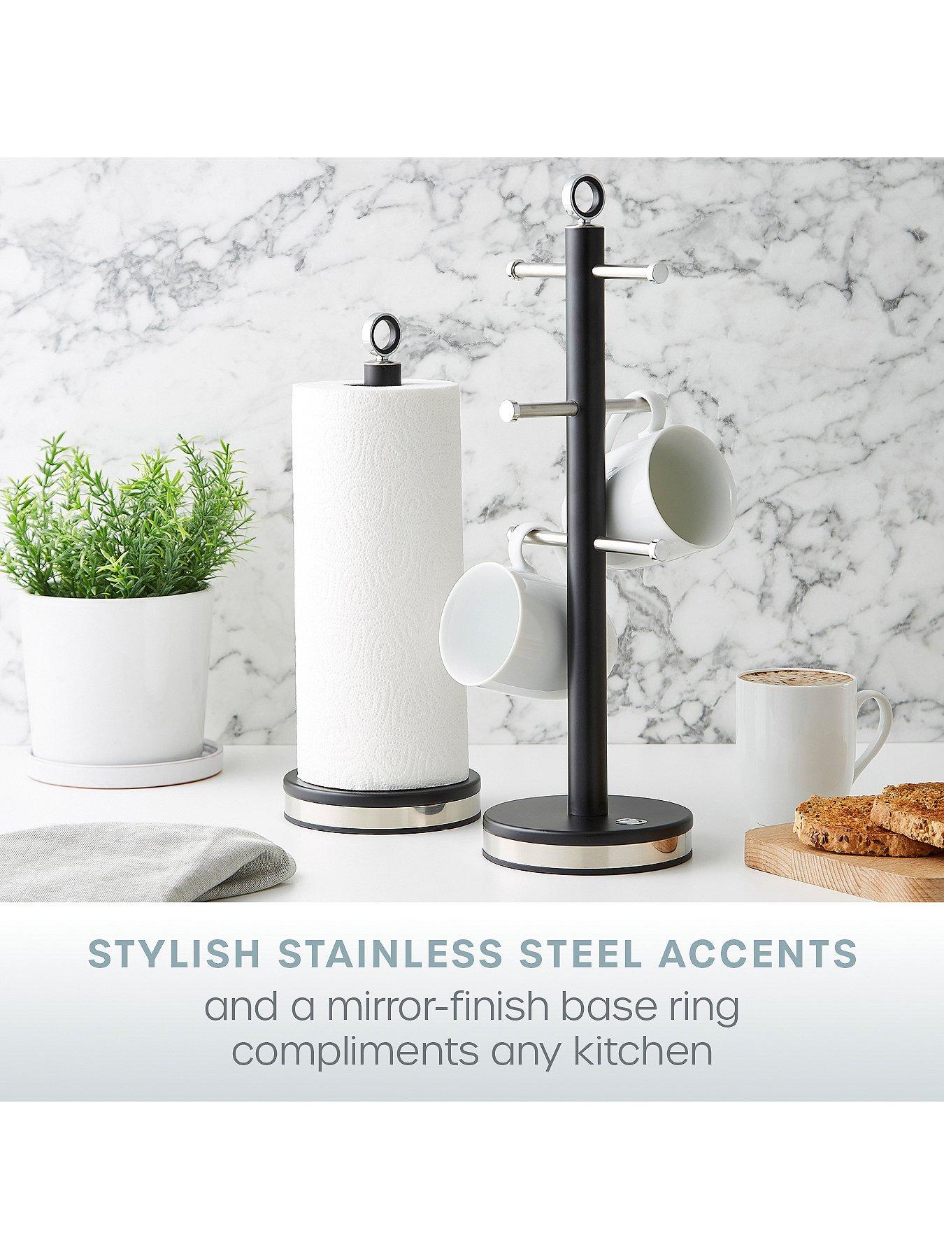 Image 5 of 6 of Swan Serenity Towel Pole and Mug Tree Set, Black