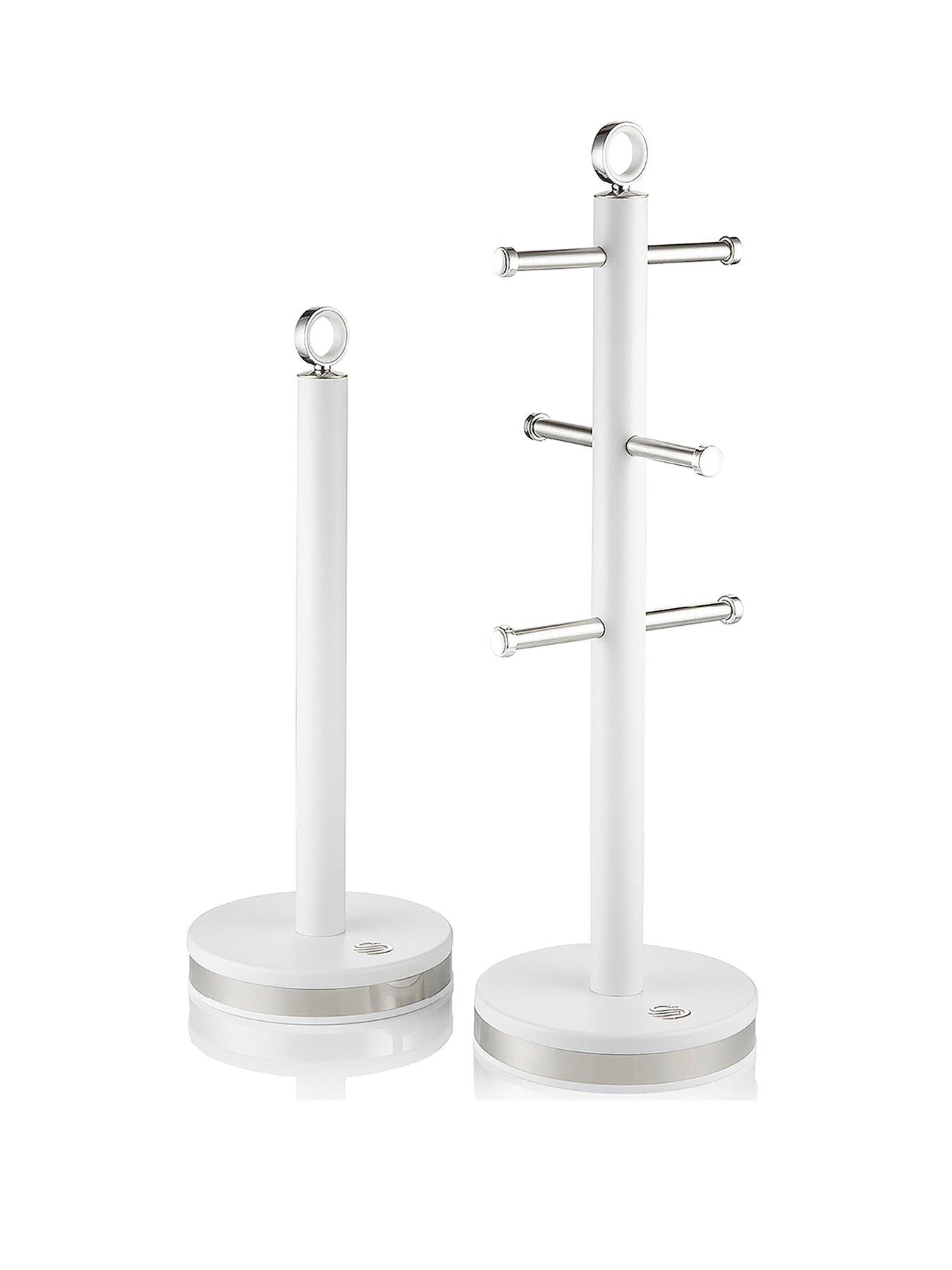 undefined Serenity Towel Pole and Mug Tree Set, White