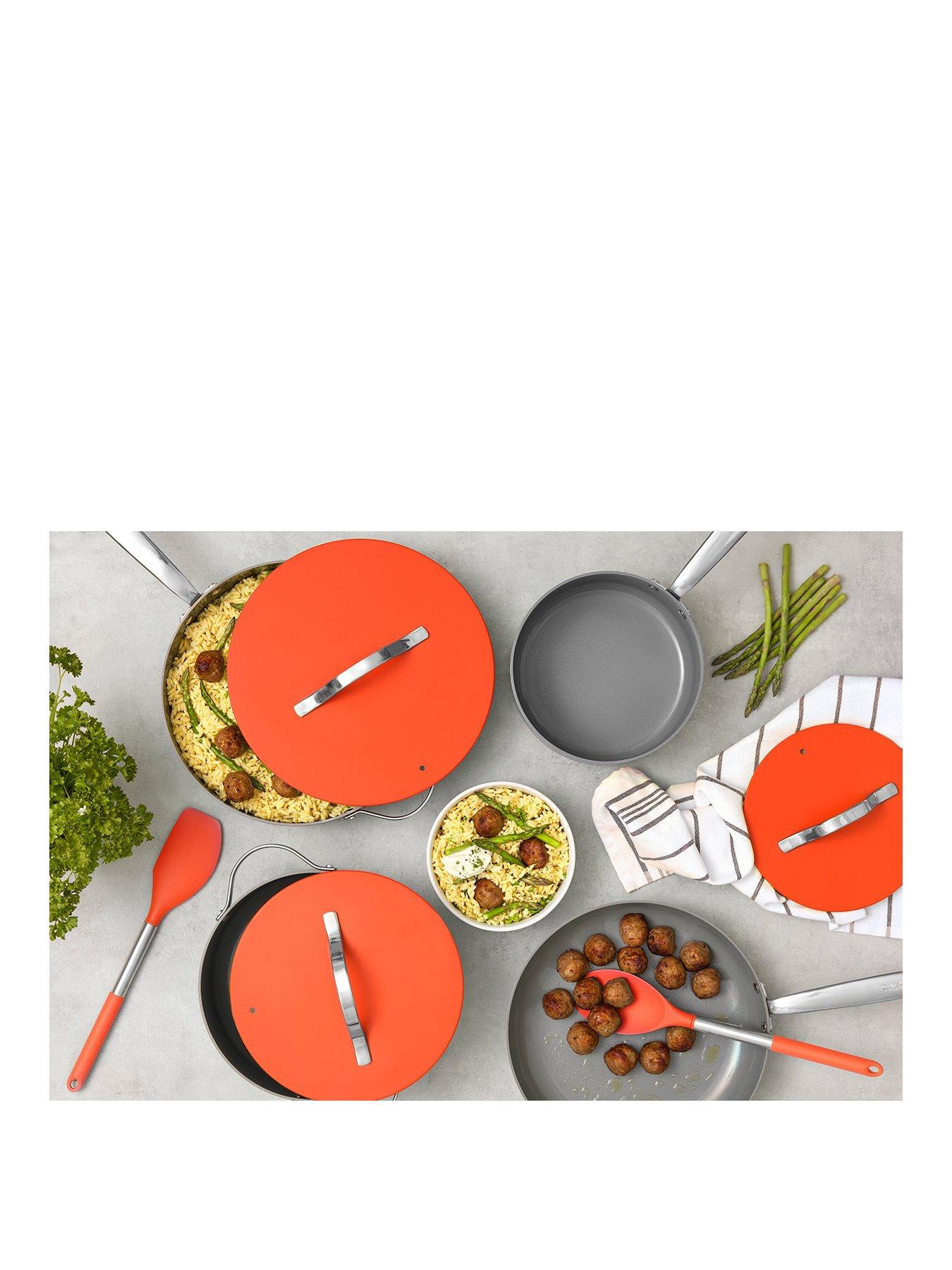 Image 1 of 7 of Sur La Table Orange 4 Piece Aluminium Cookware Set with Ceramic Non-Stick Coating