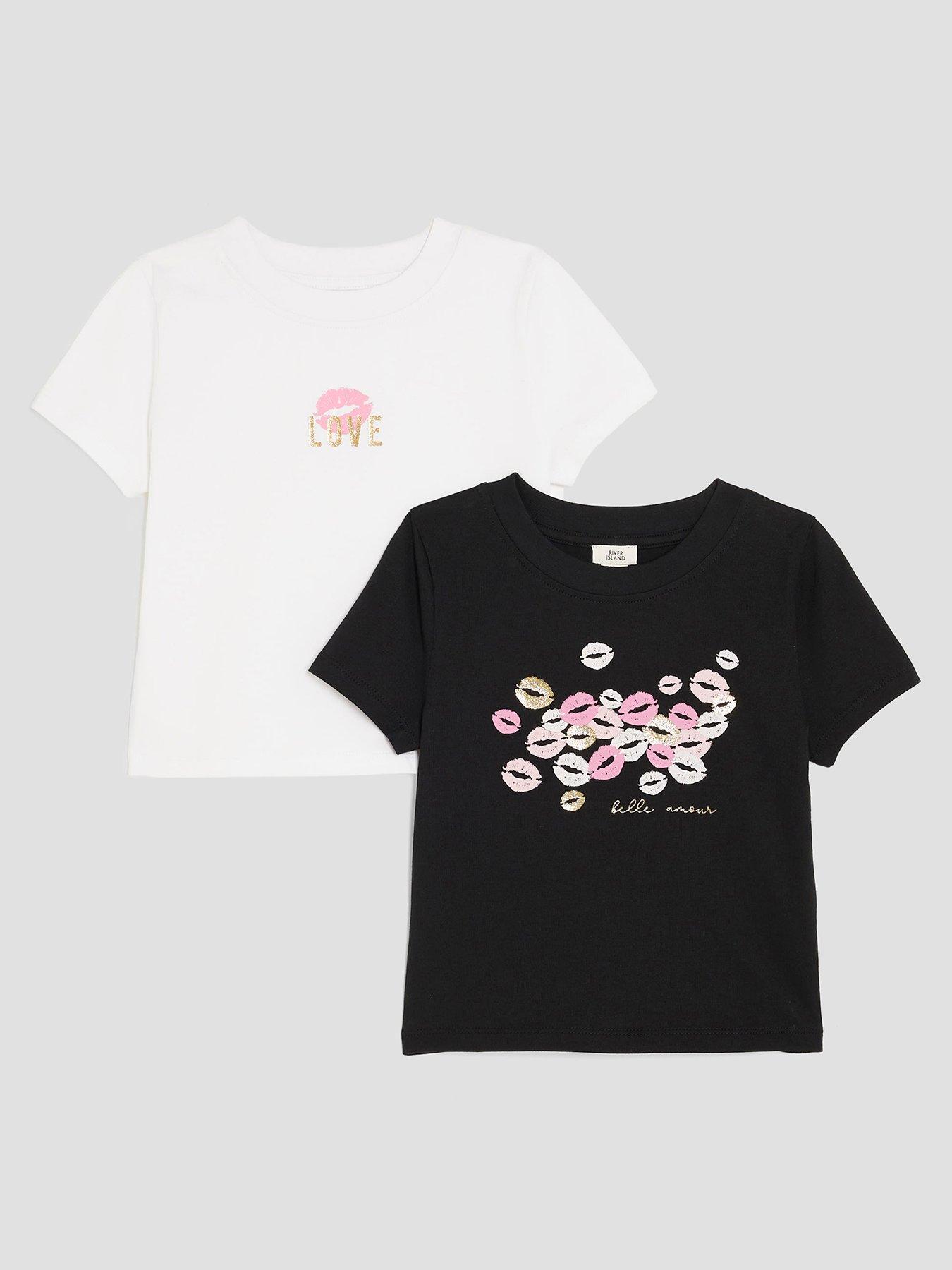 river-island-older-girls-2-pack-lips-baby-t-shirts-black