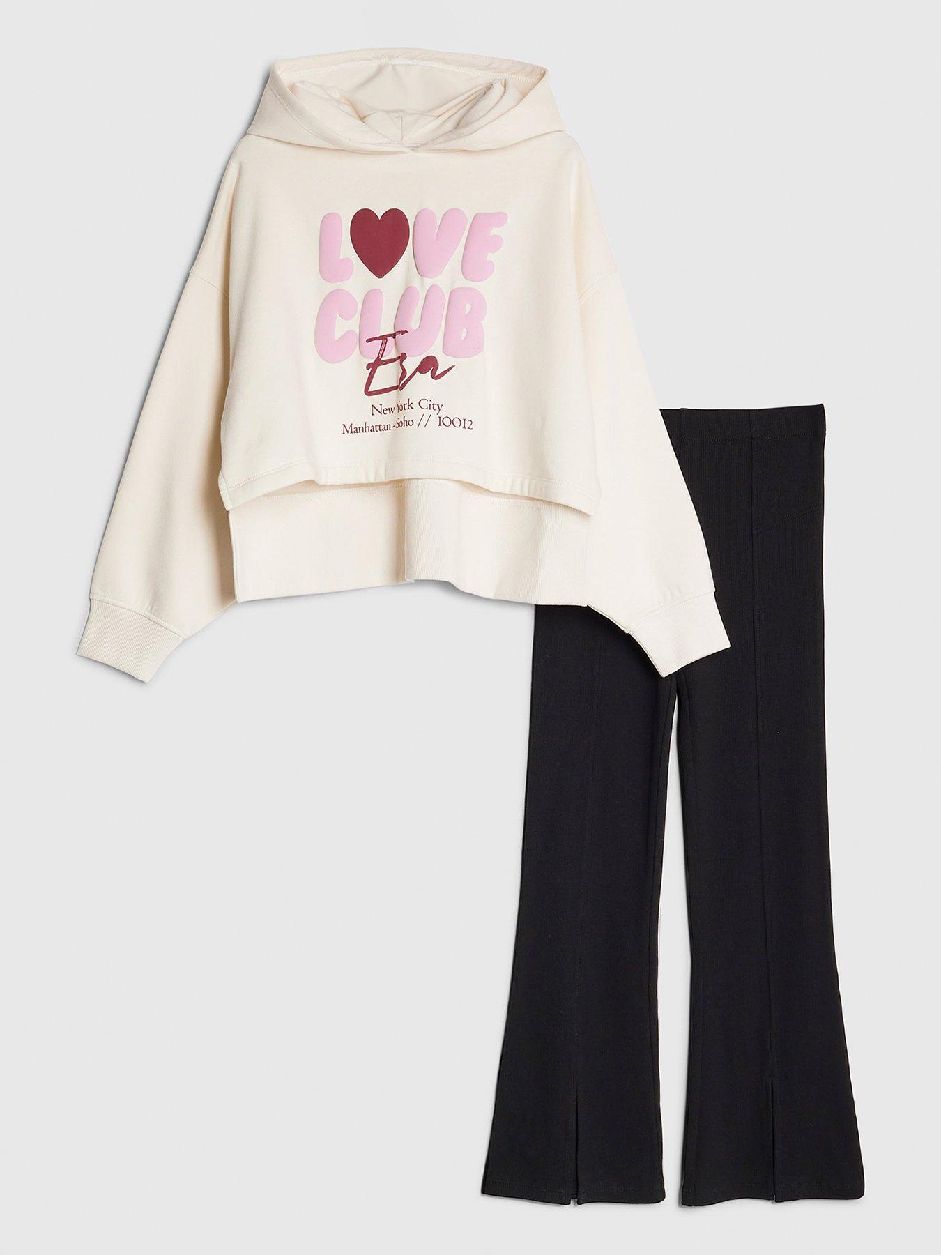 River Island Older Girls Love Club Hoodie And Legging Set - Cream