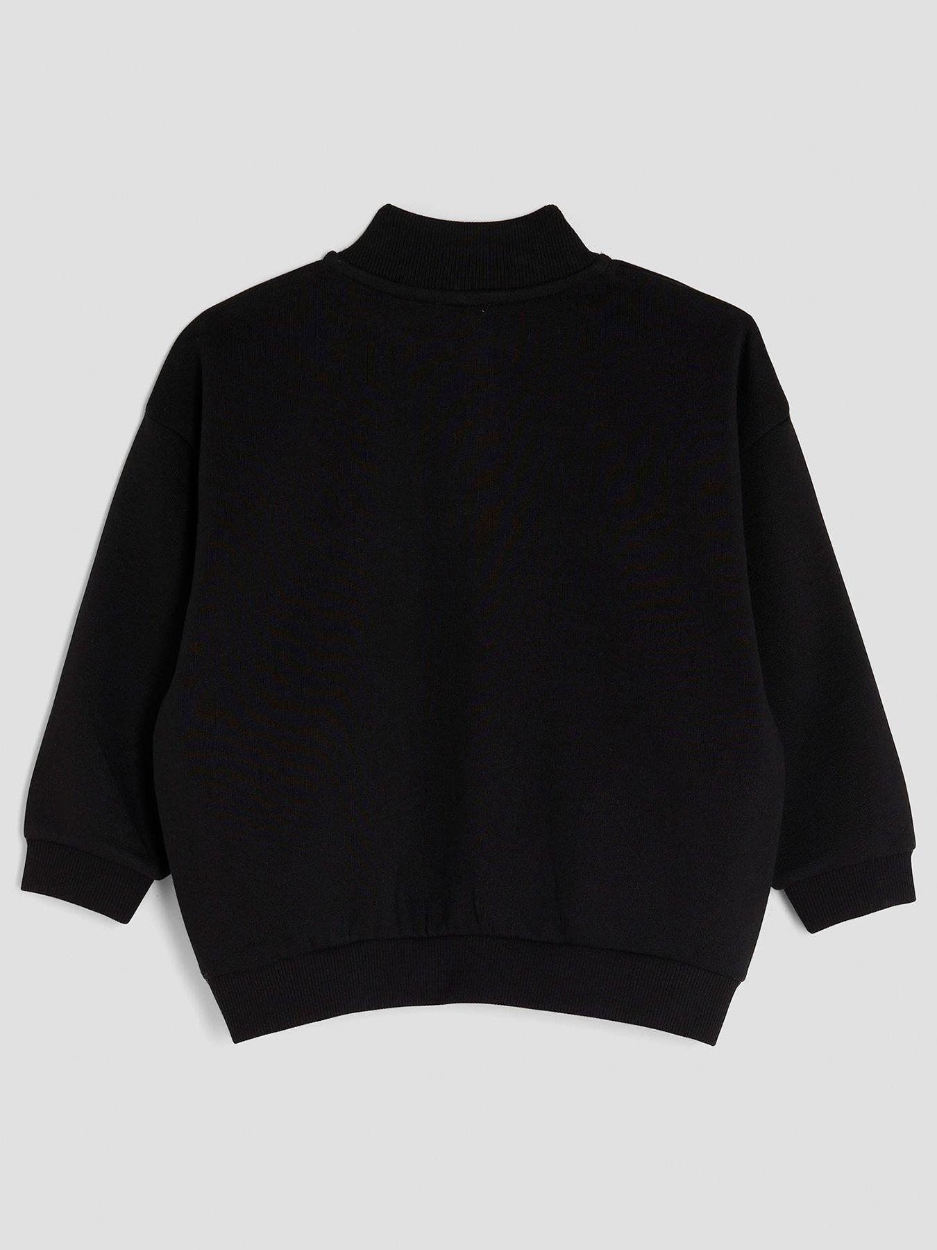 Image 2 of 4 of River Island Mini Boys Essentials Funnel Sweater - Black