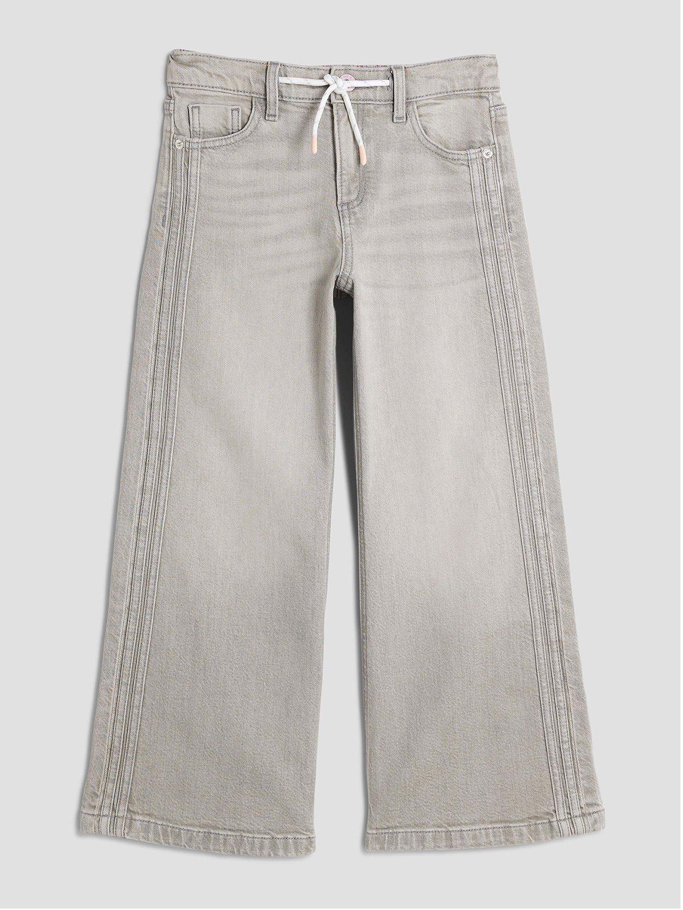 River Island Older Girls Pull On Wide Leg Jeans - Grey