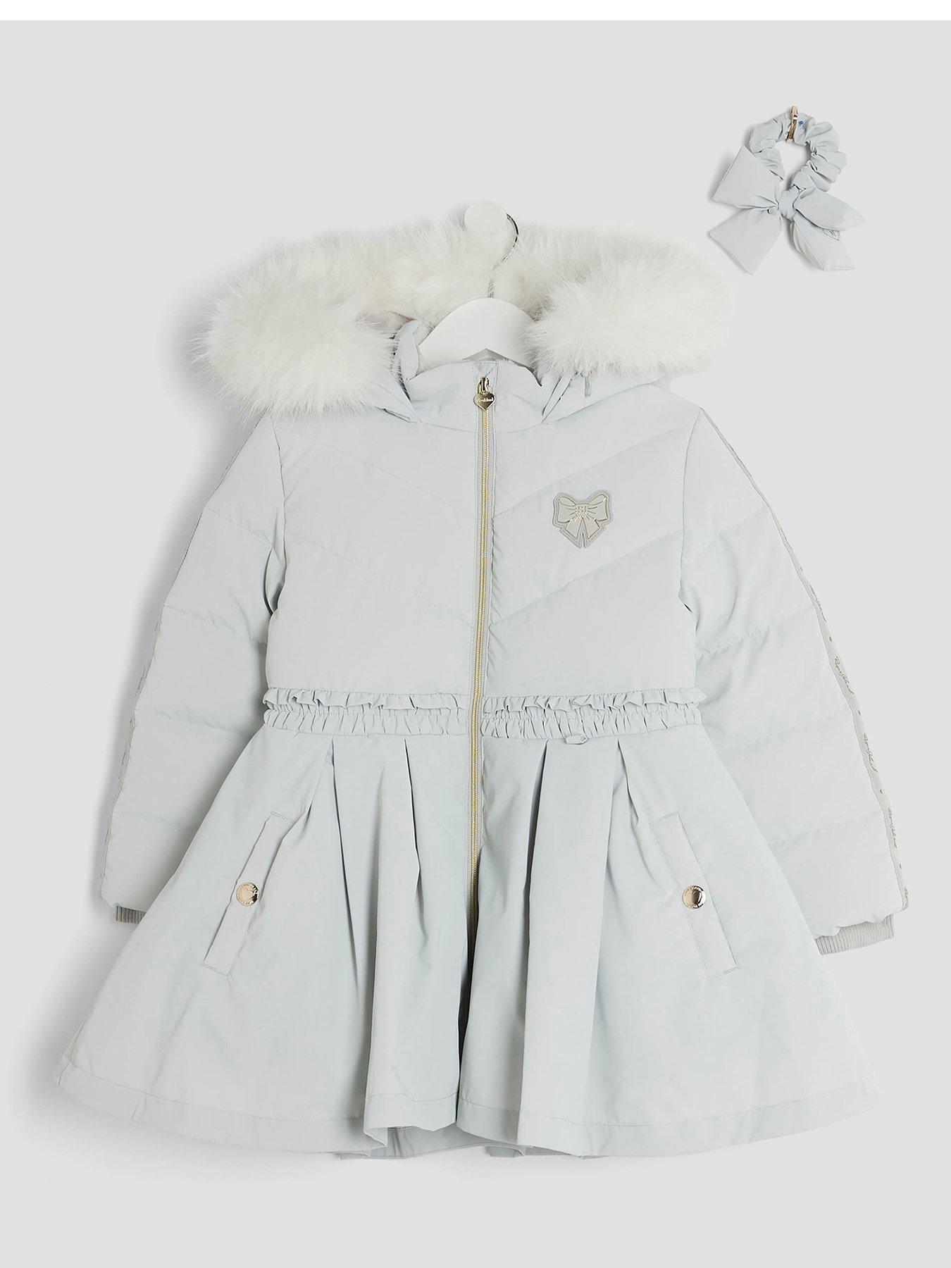 River Island Mini Girls Padded Skirt Coat - Grey