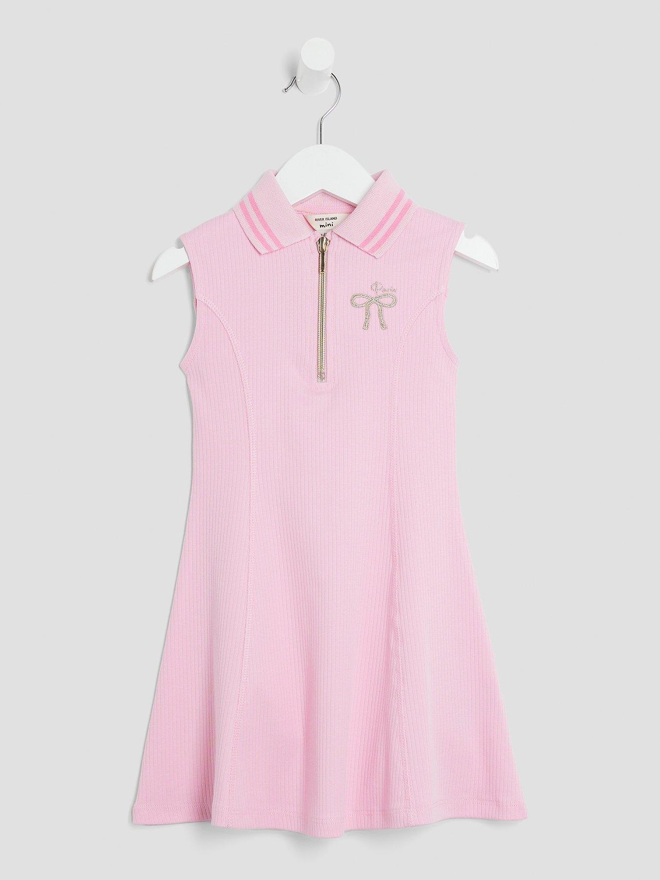undefined Girl Rib Bow Dress - Pink