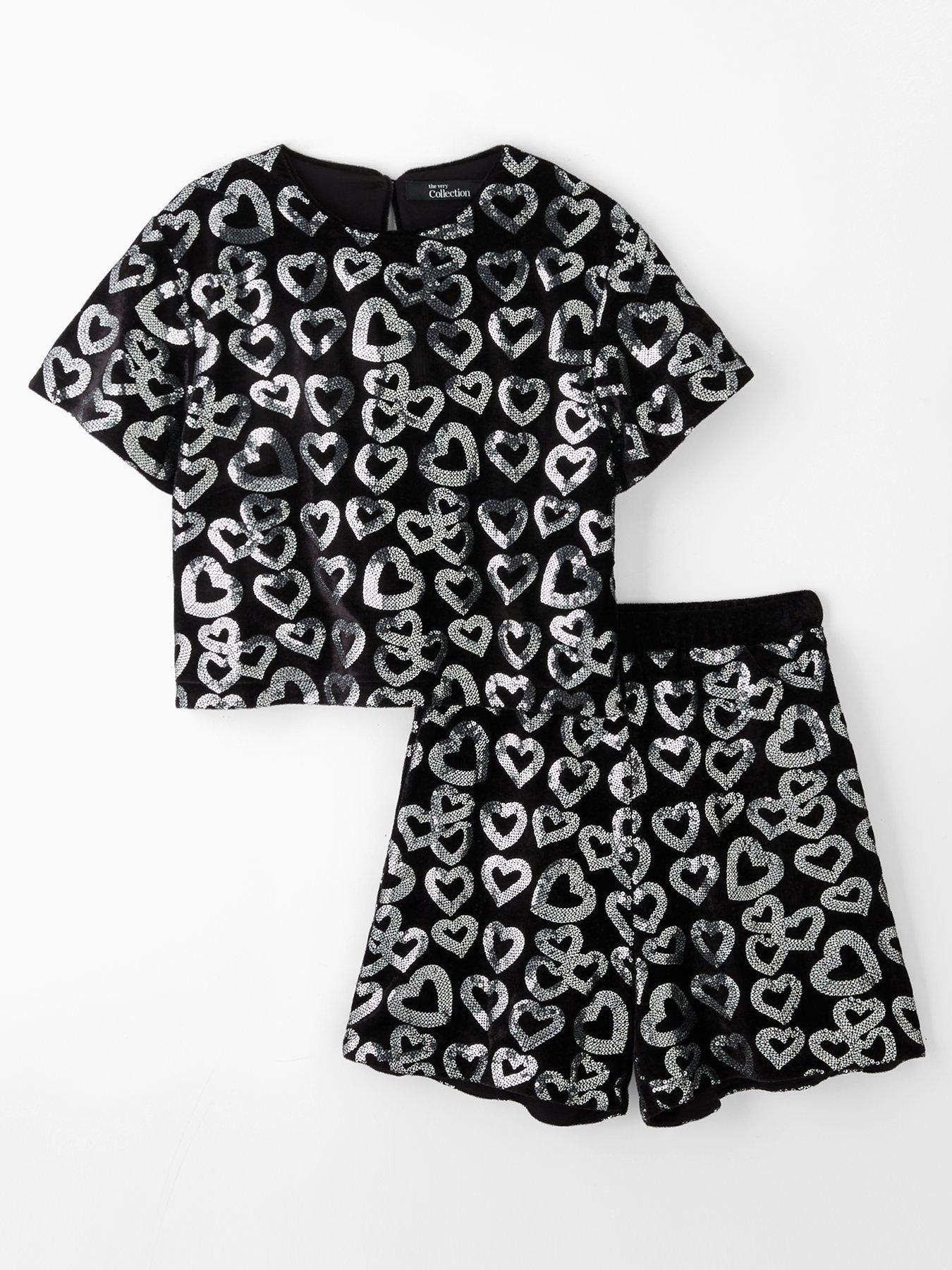 the-very-collection-girls-sequin-shorts-and-short-sleeve-t-shirt-black