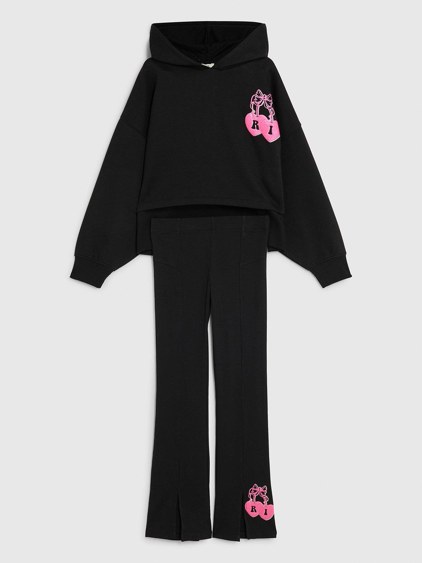 river-island-older-girls-cherry-hoodie-set-black