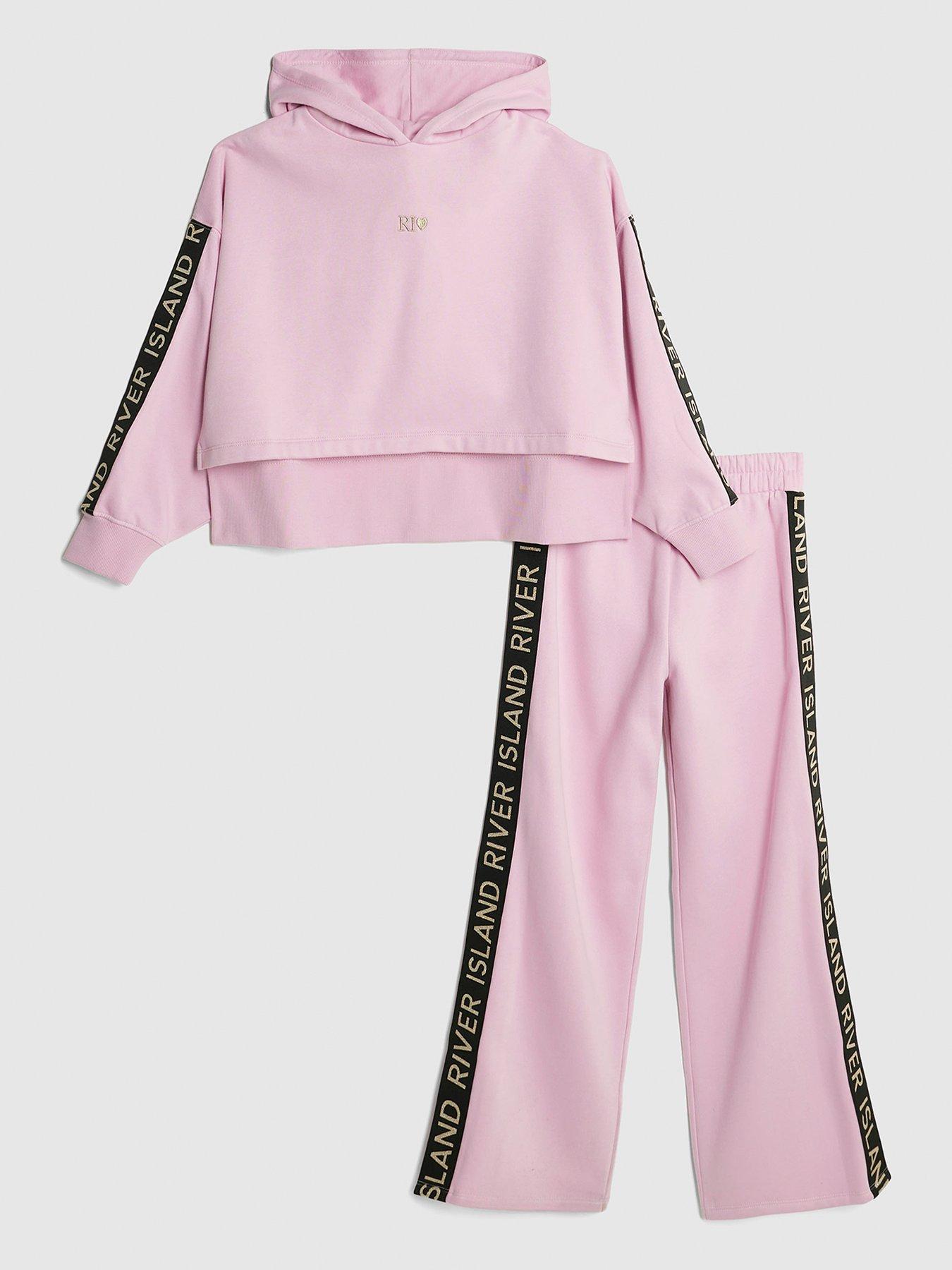 River Island Older Girls Hooded Sweat Set - Pink