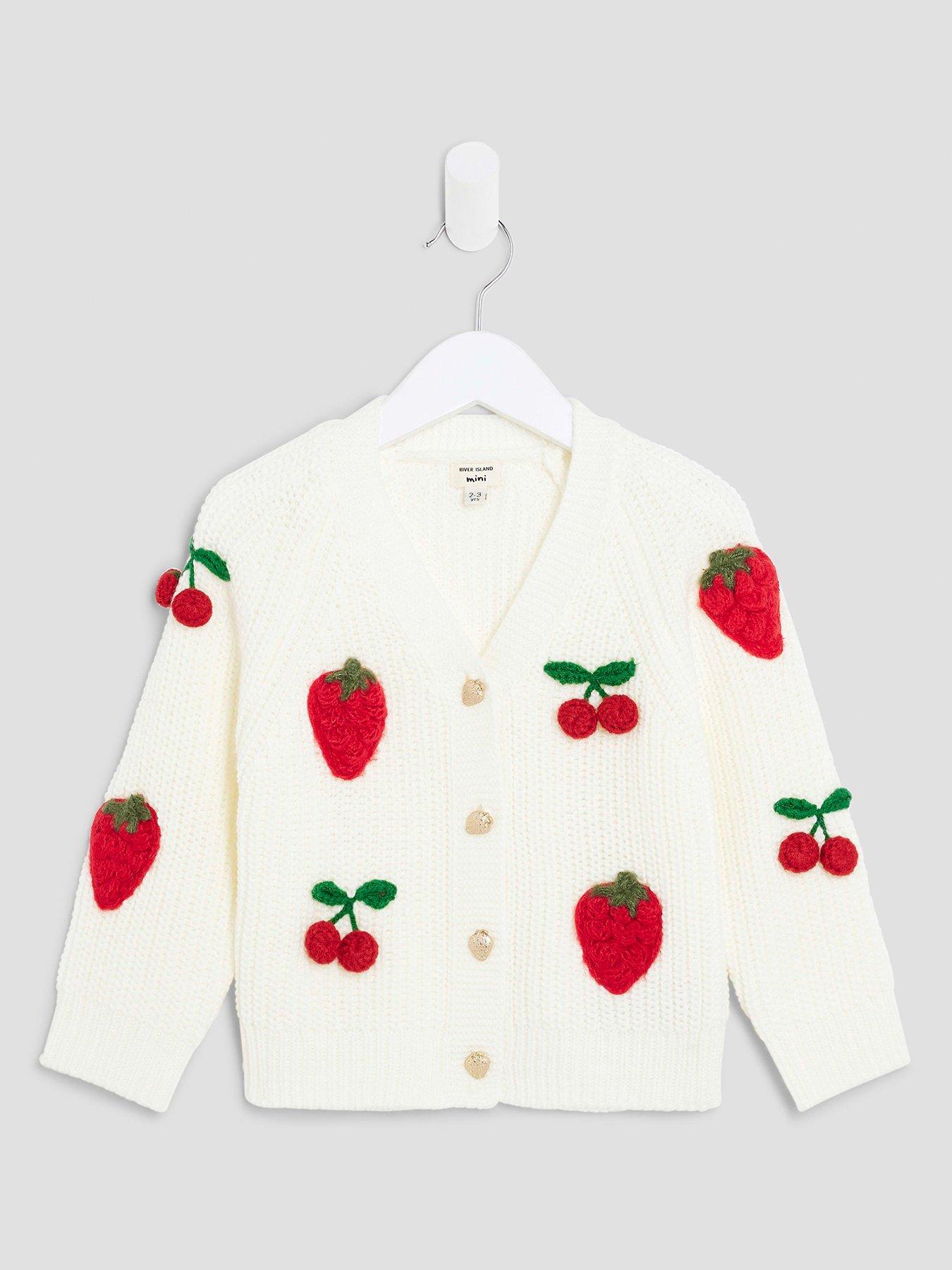 River Island Mini Girls Knitted 3D Fruit Cardigan - Cream