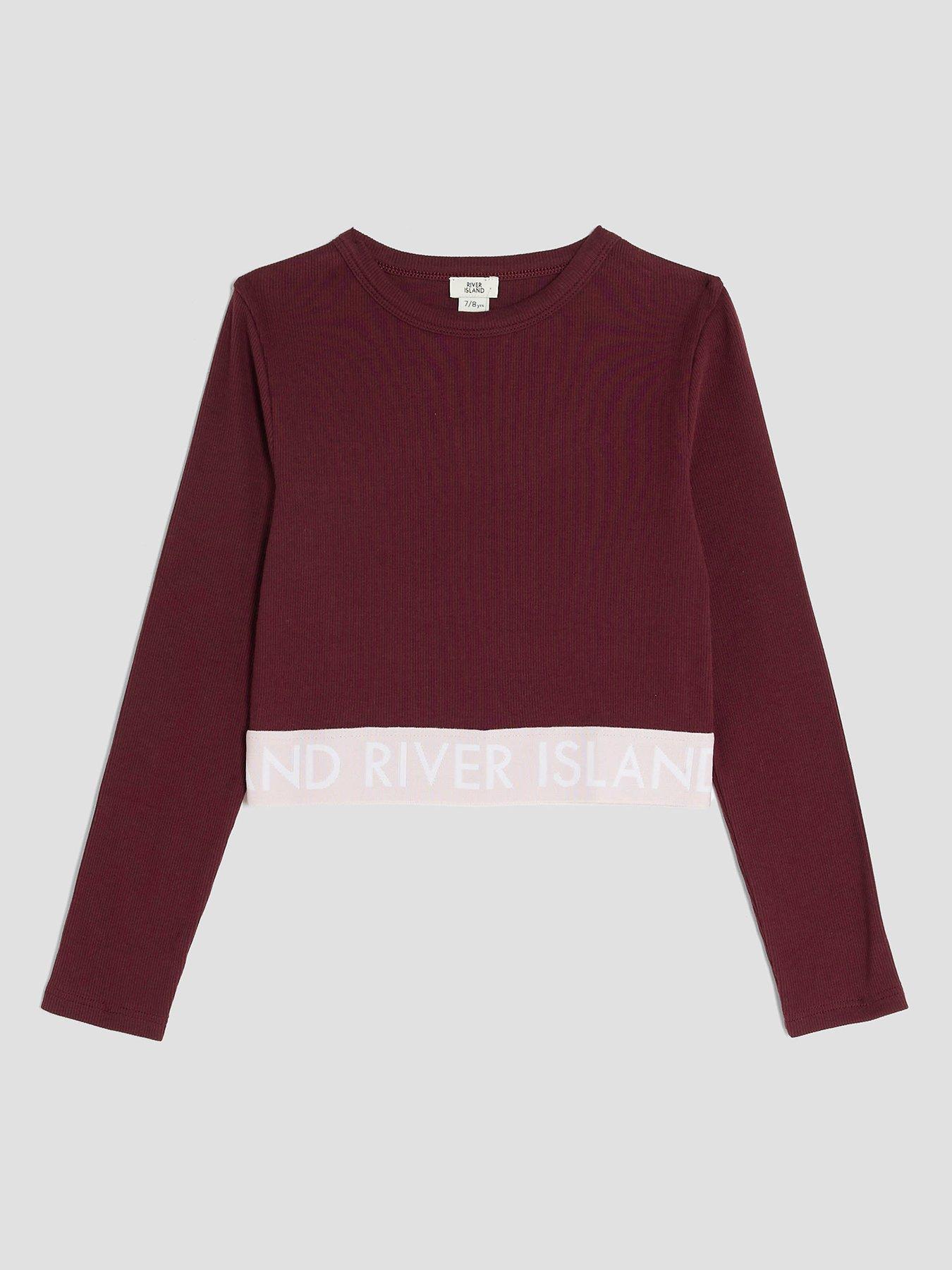 River Island Older Girls Ribbed Long Sleeve Top - Red