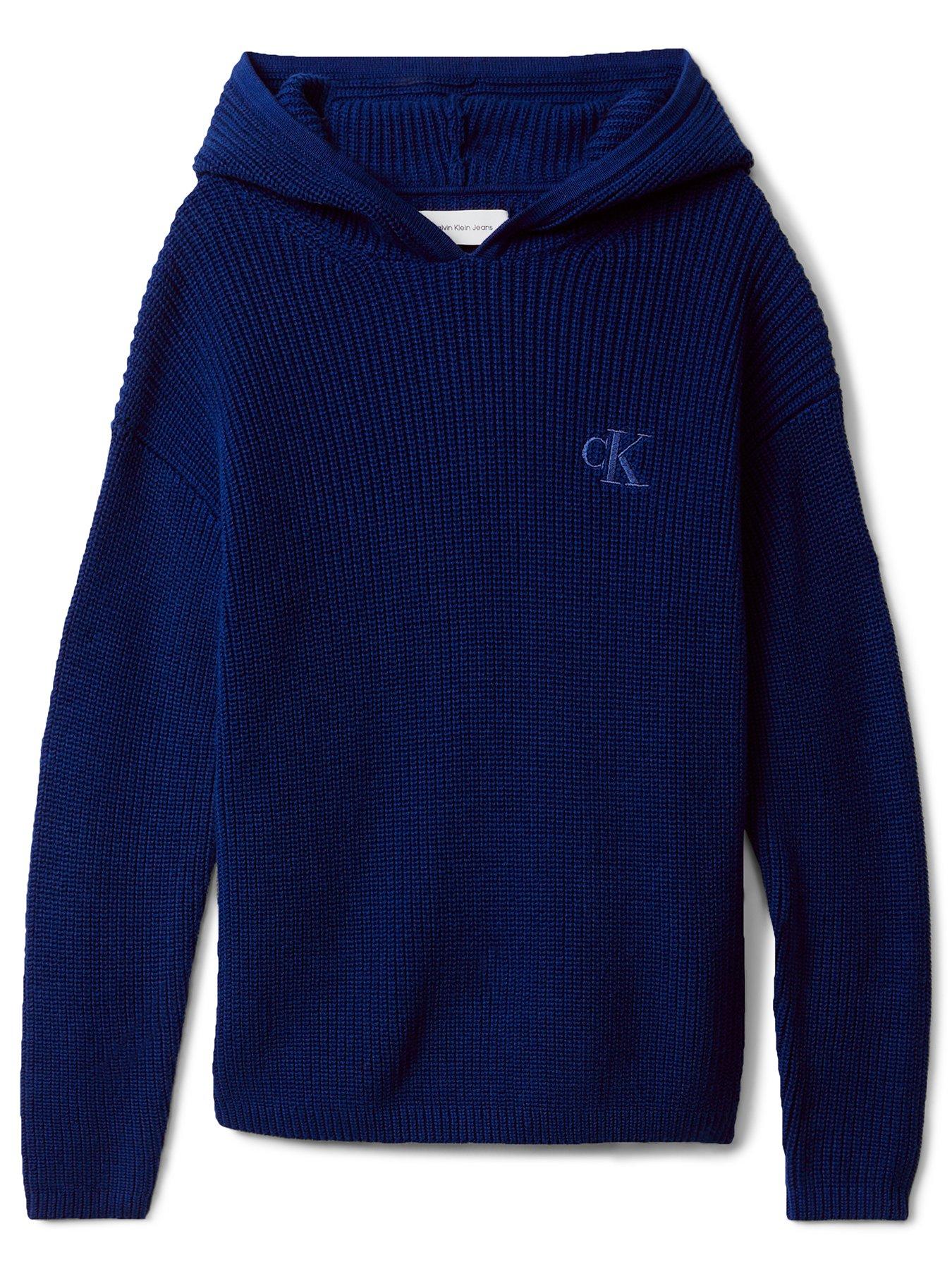 Calvin Klein Jeans Boys Rib Knit Hoodie - Bold Blue