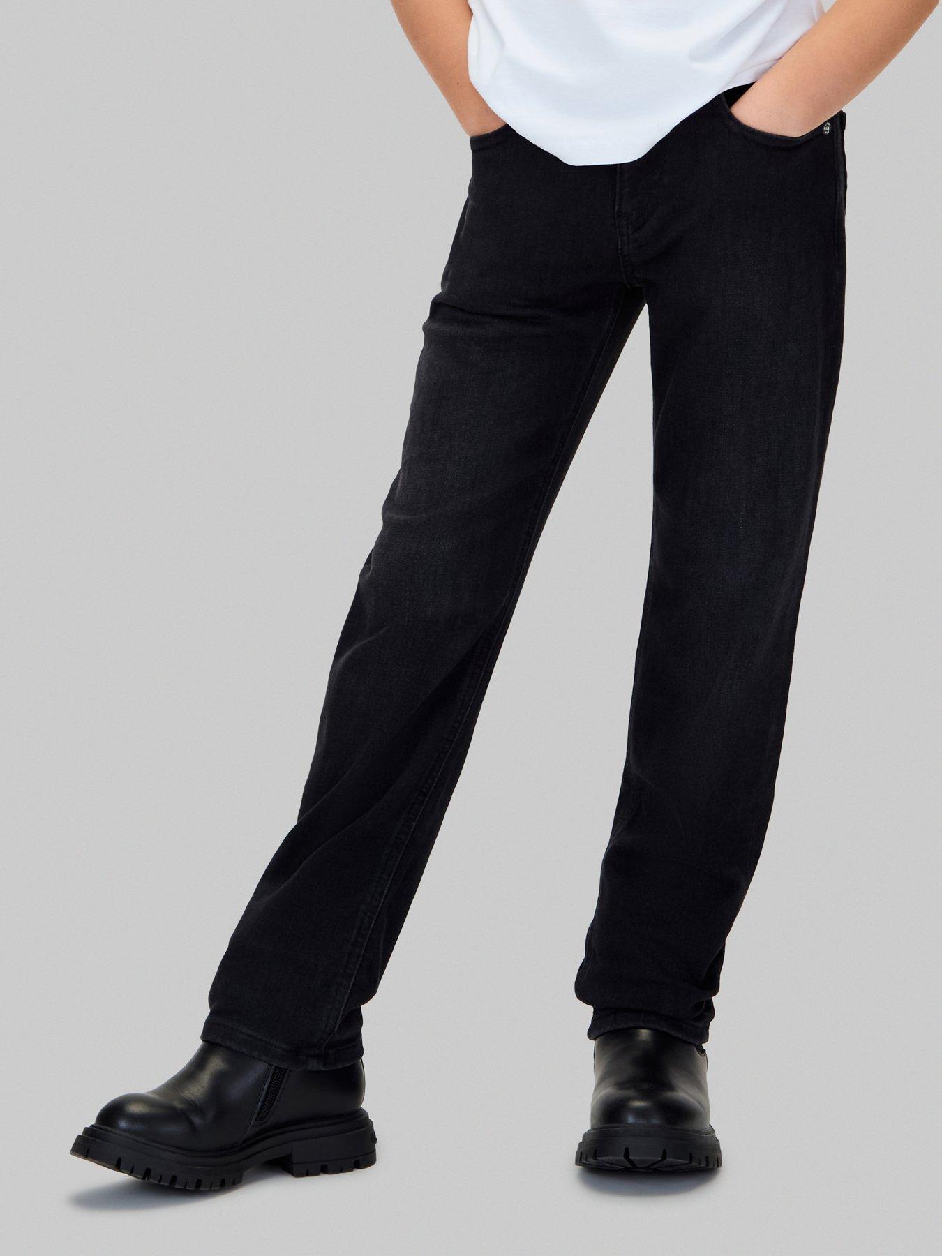 Calvin Klein Jeans Boys Reg Straight Washed Jeans - Black