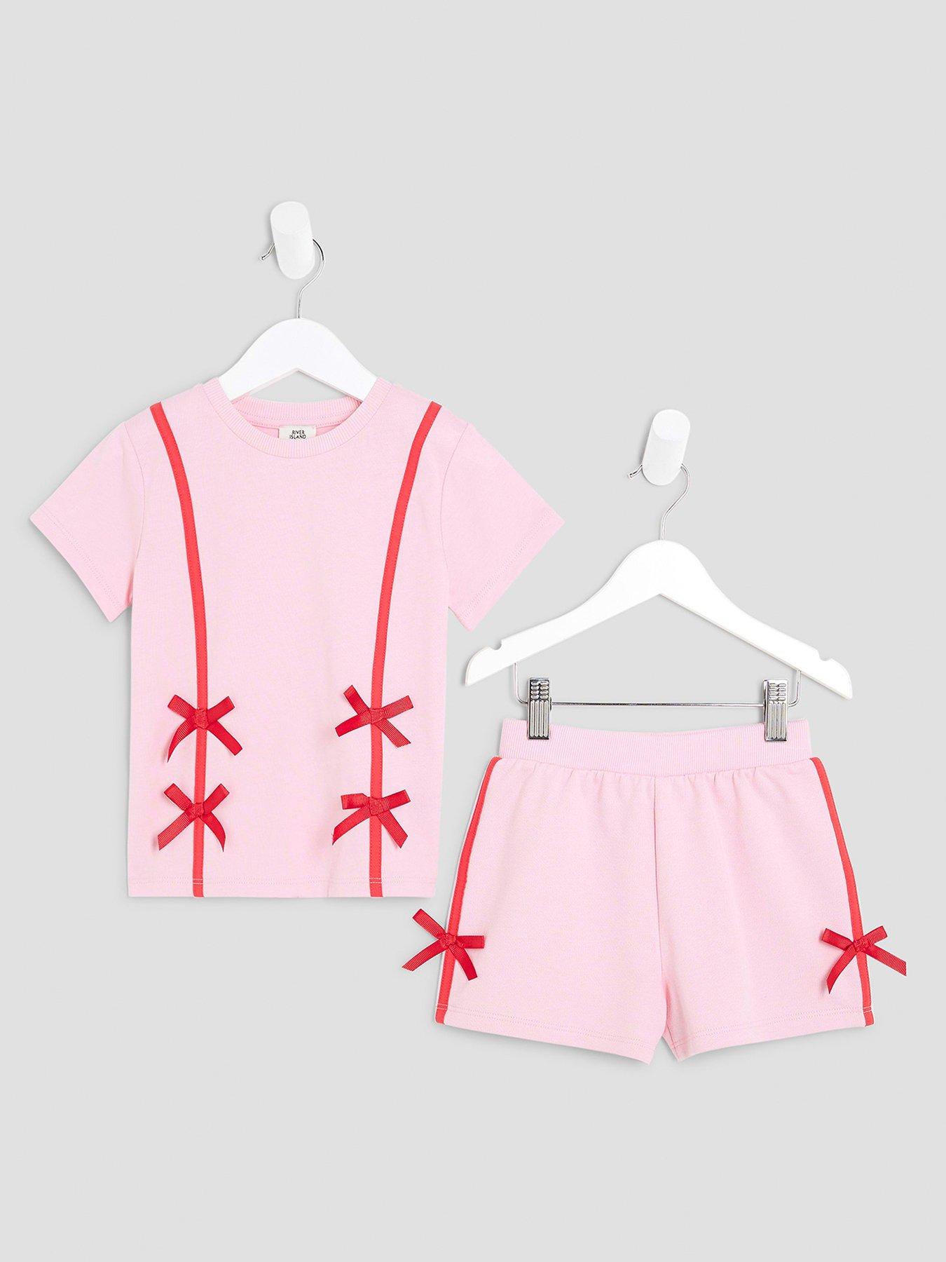 River Island Mini Mini Girls Bow Short Set - Pink