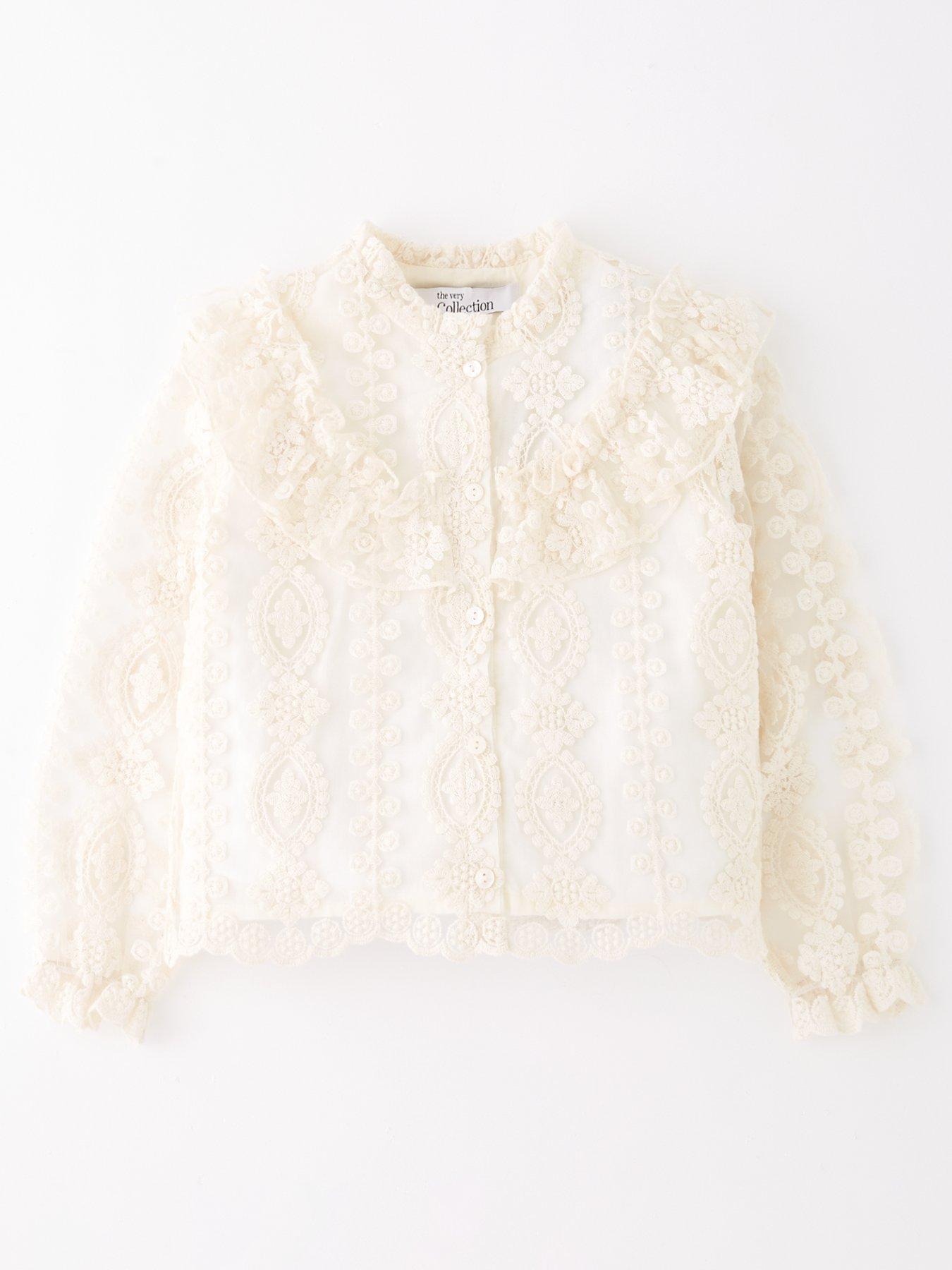 The Very Collection Girls Lace Blouse - Cream