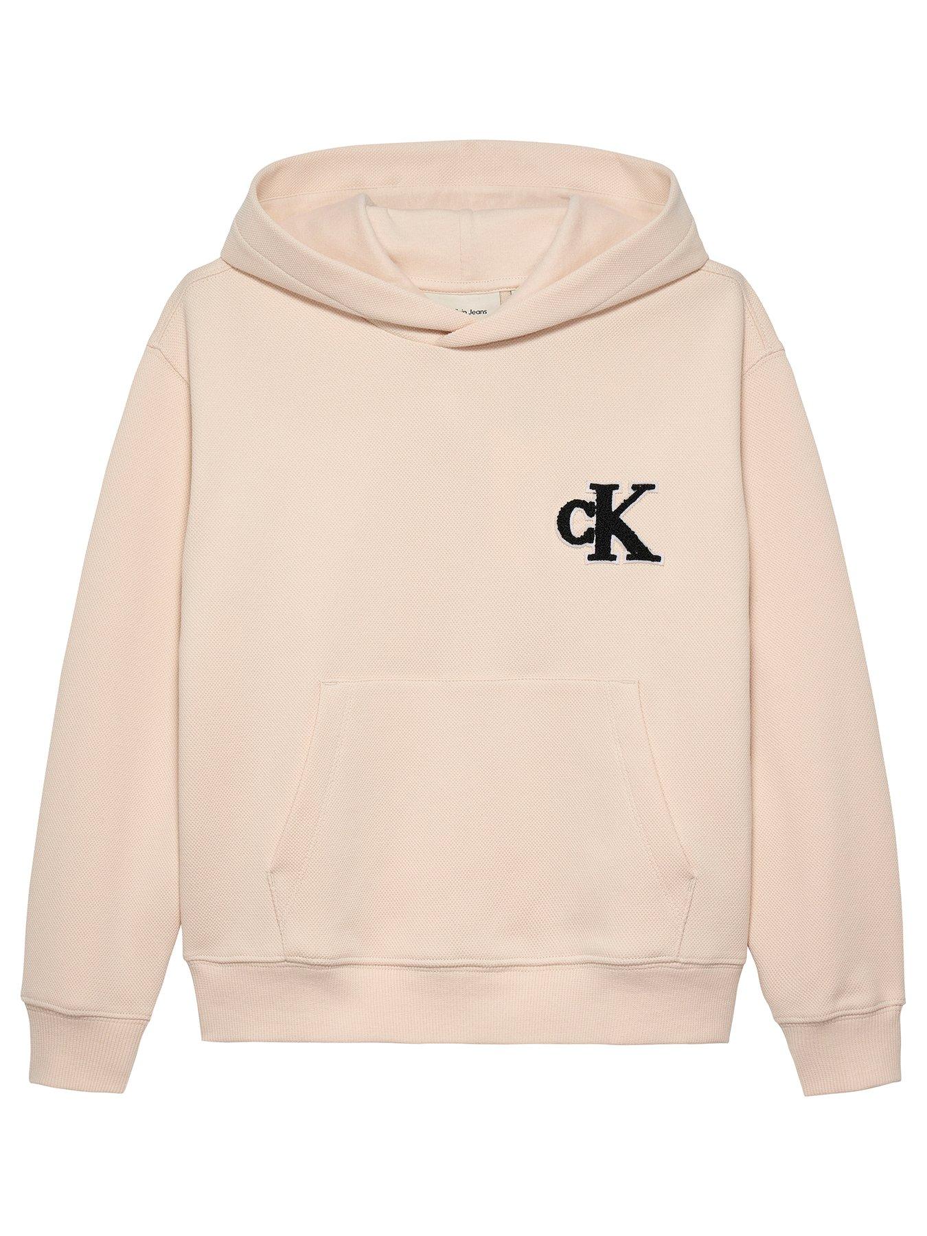 Calvin Klein Jeans Boys Bonded Pique Towel Mono Hoodie - Cream