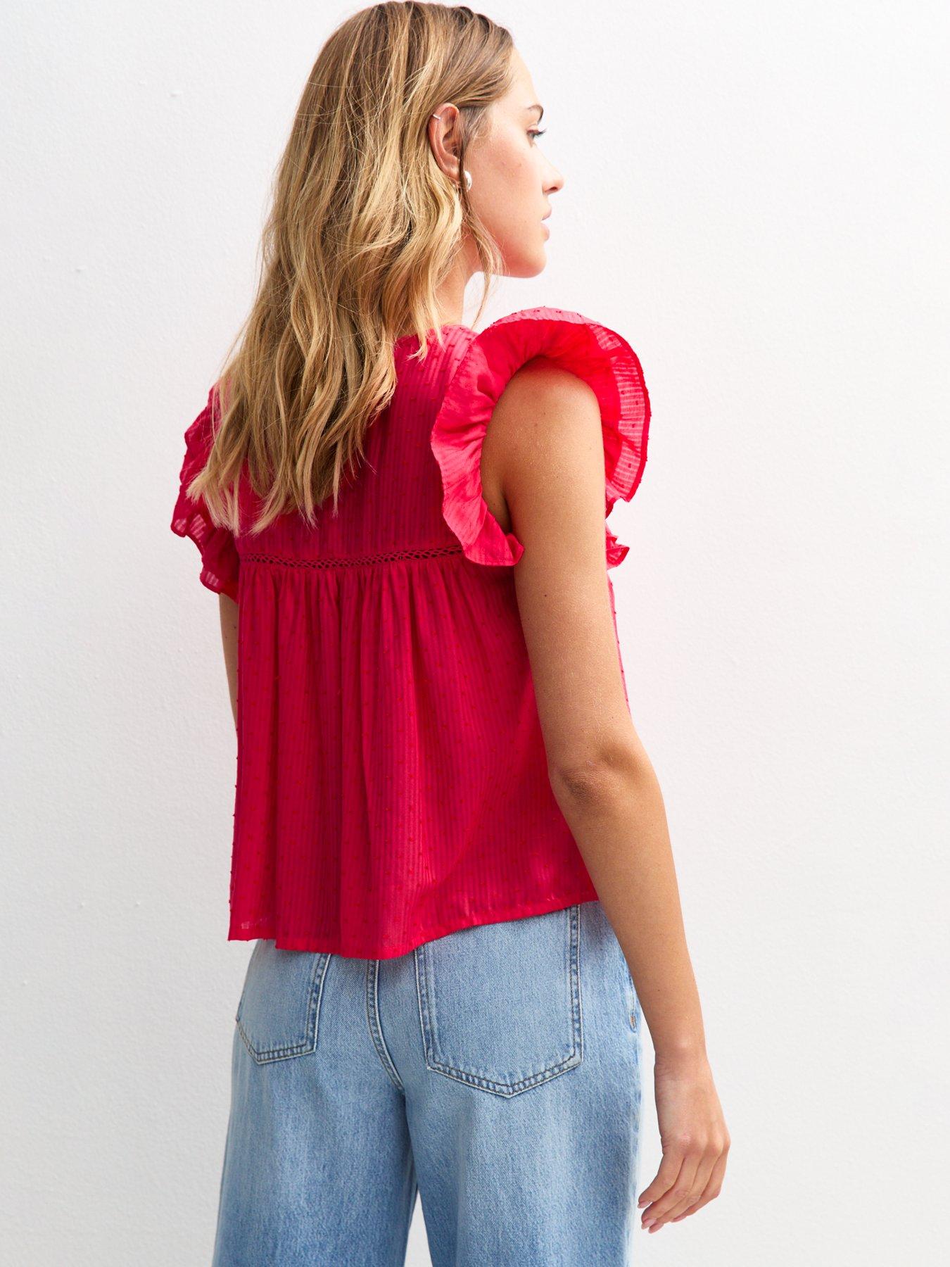 new-look-red-lace-insert-ruffle-trim-sleeveless-topstillFront