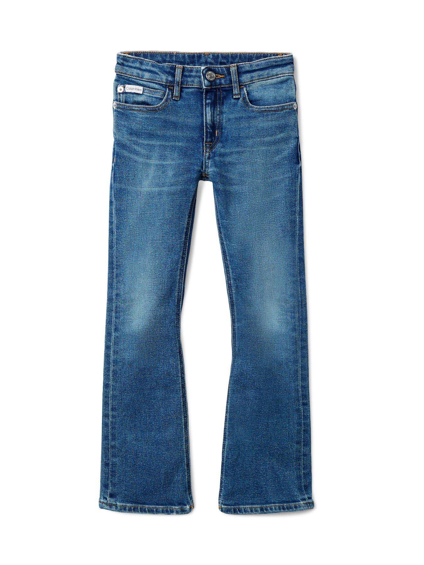 Calvin Klein Jeans Girls Flare Jeans - Dark Blue