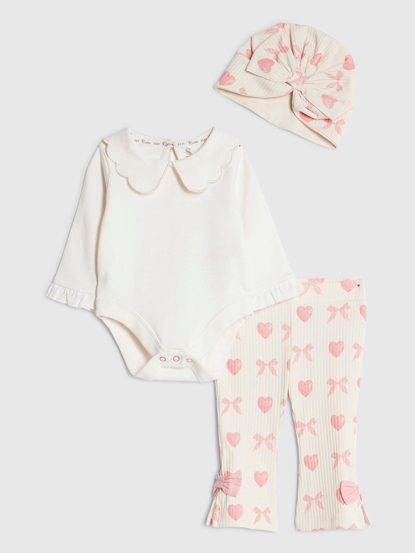 River Island Baby Girls 3 Piece Hat And Leggings Set - White