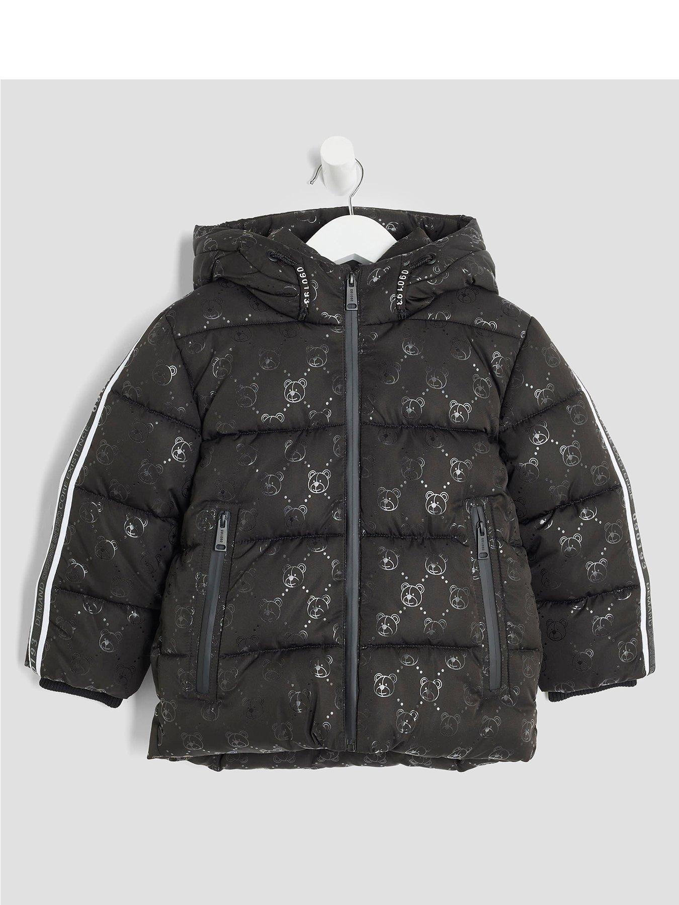 River Island Mini Boys Bear Padded Coat - Black
