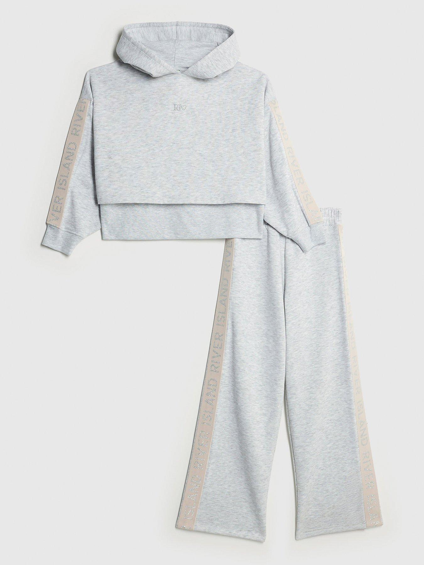 River Island Older Girls Hooded Sweat Set - Grey