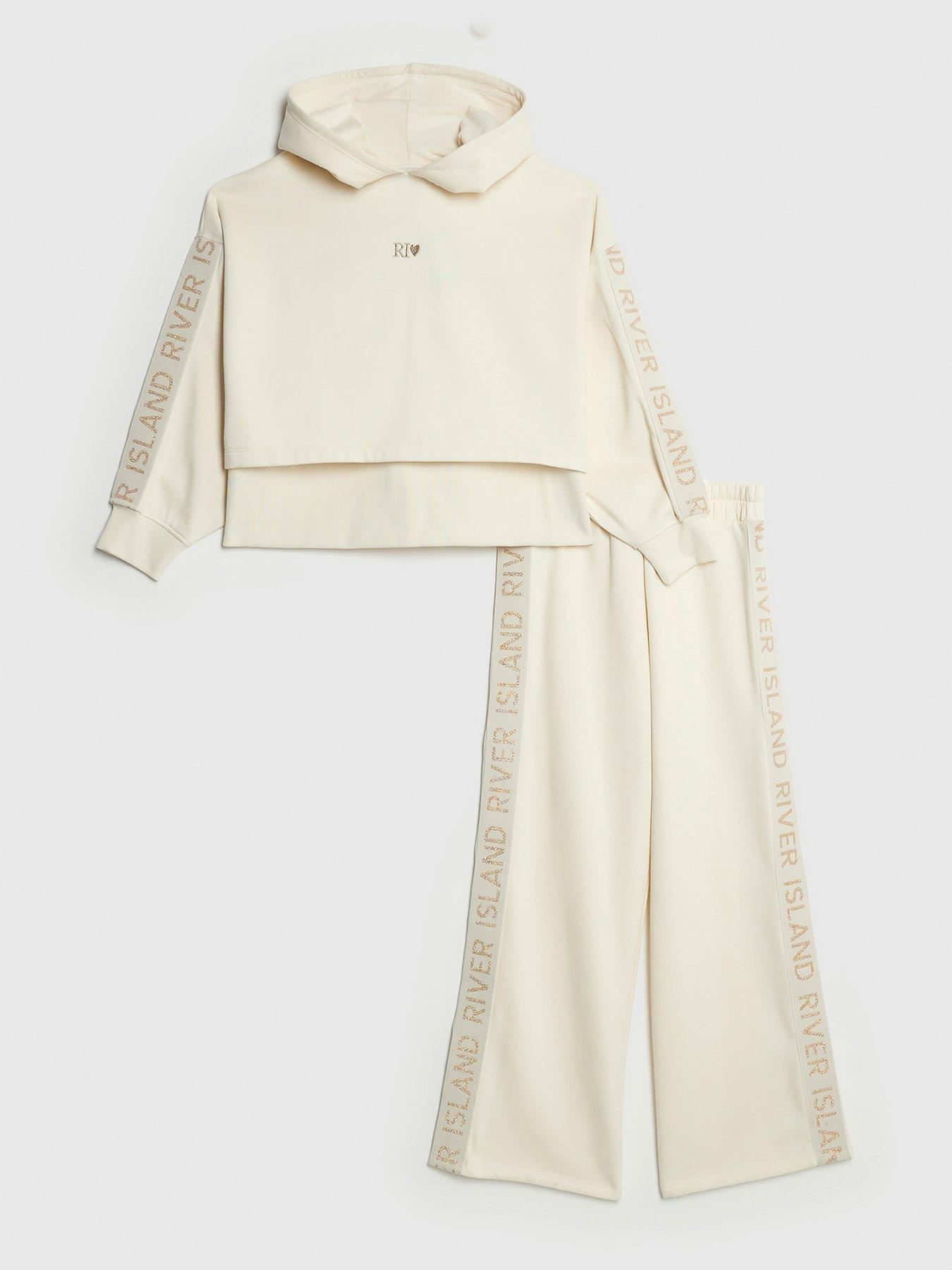 River Island Older Girls Hooded Sweat Set - Cream