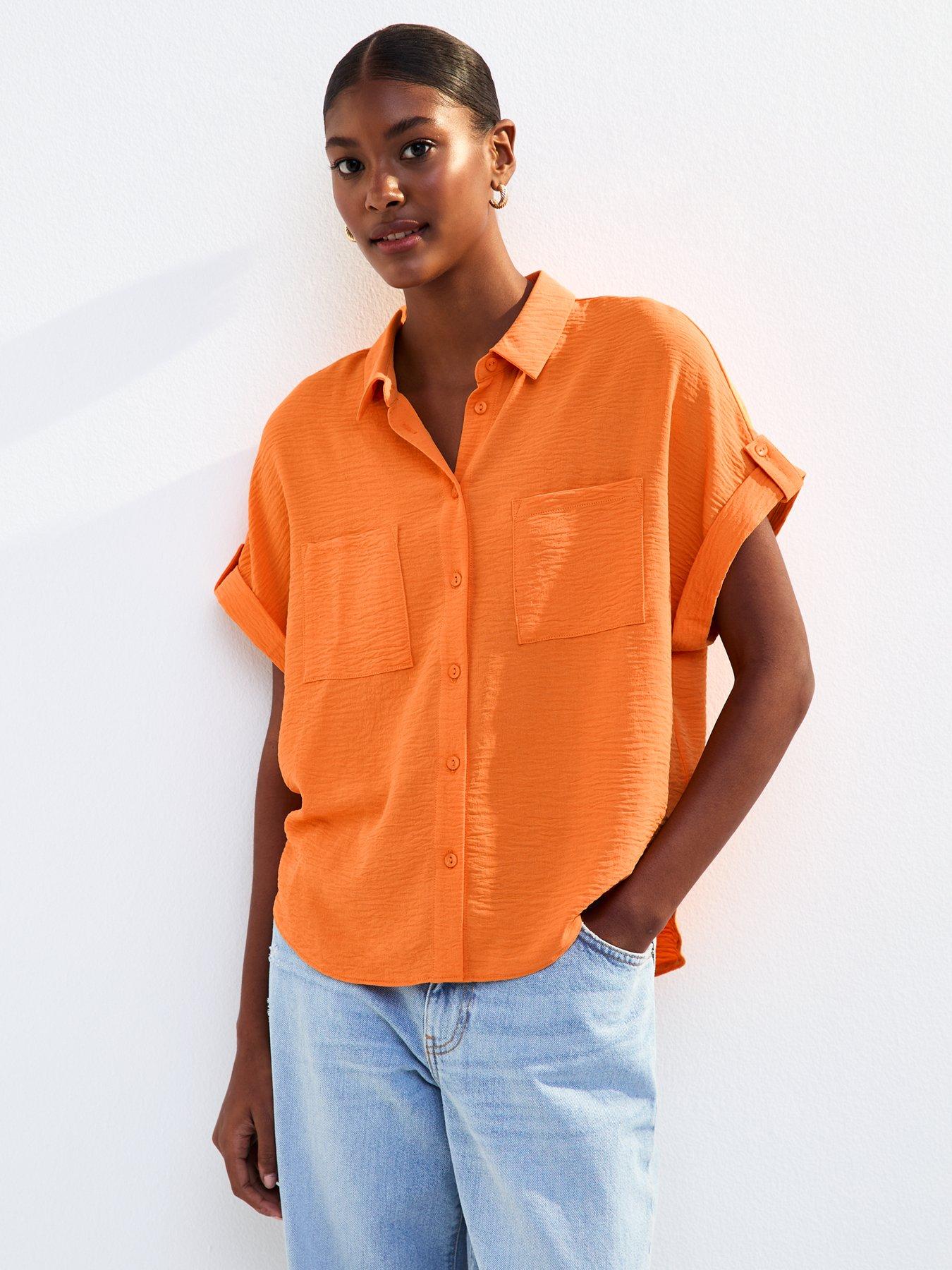 undefined Orange Short Sleeve Chest Pocket Shirt