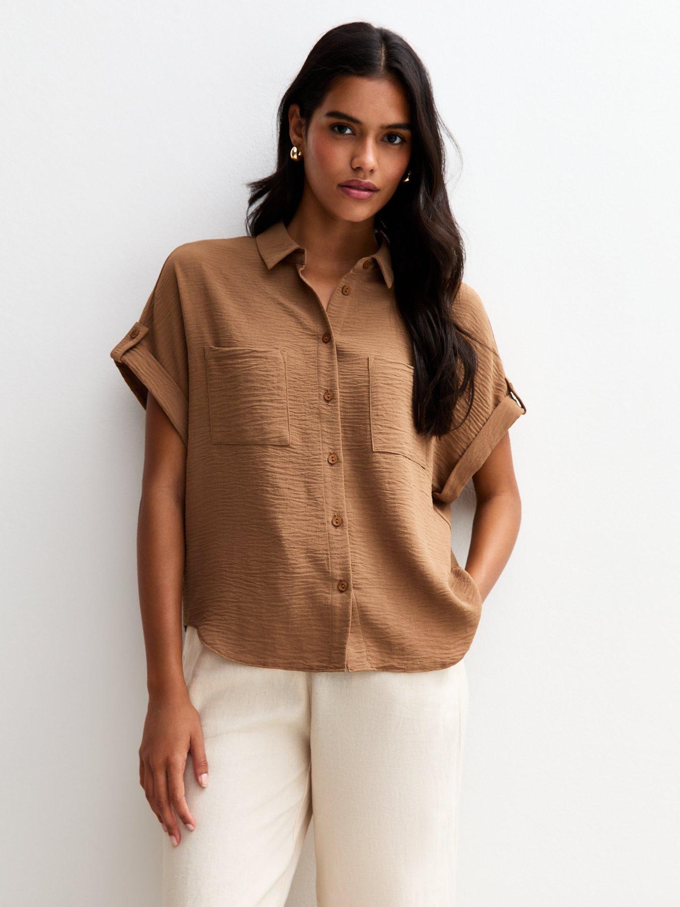 undefined Brown Double Chest Pocket Shirt