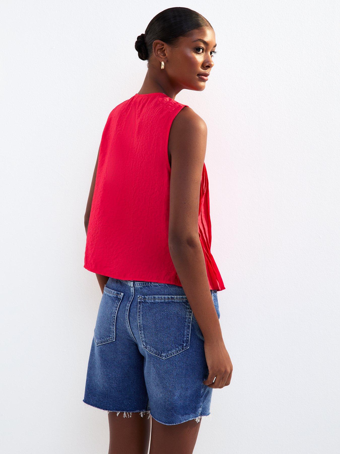 new-look-pleated-tie-front-sleeveless-top-redstillFront