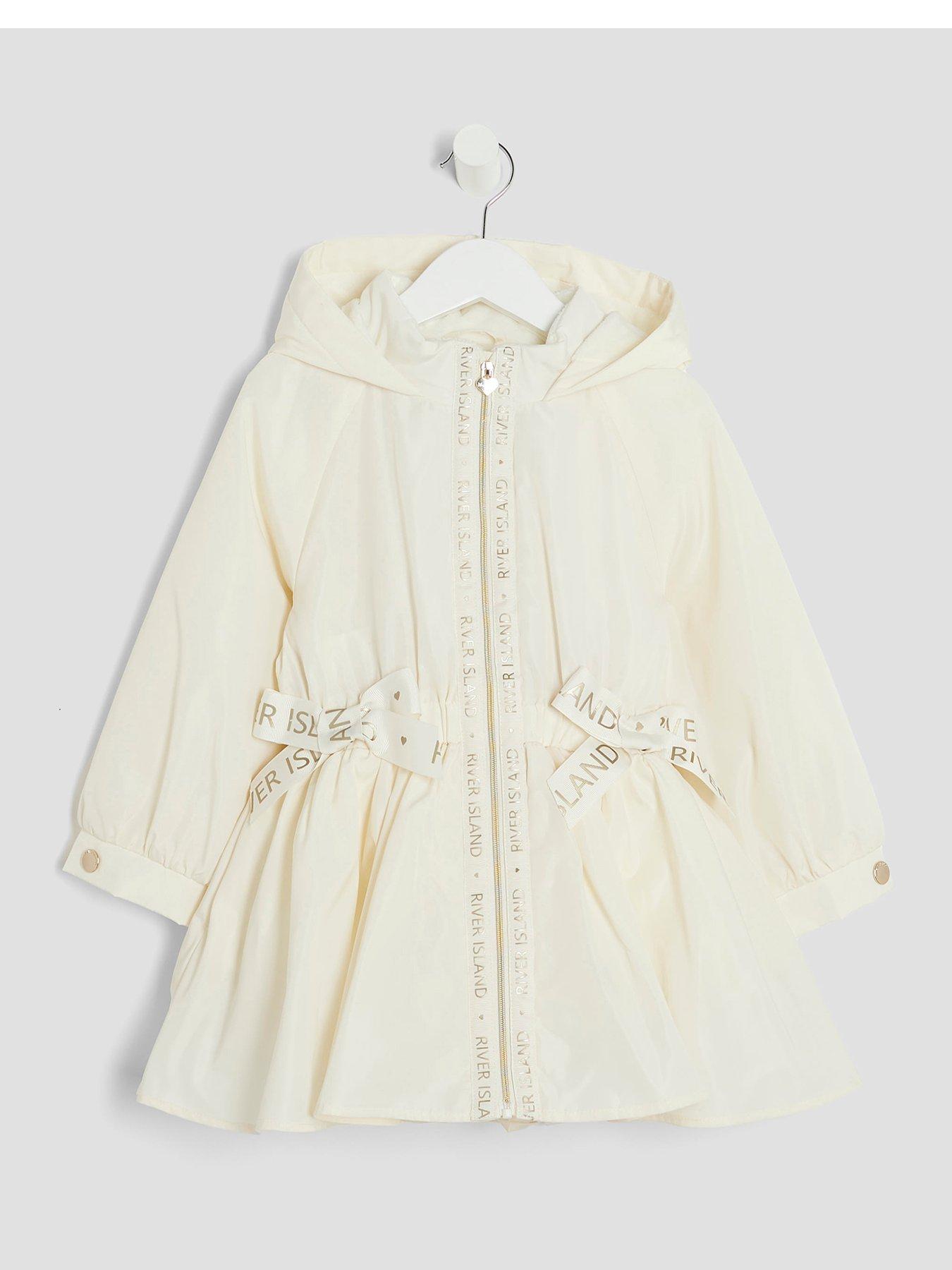 River Island Mini Girls Peplum Hooded Raincoat - Cream